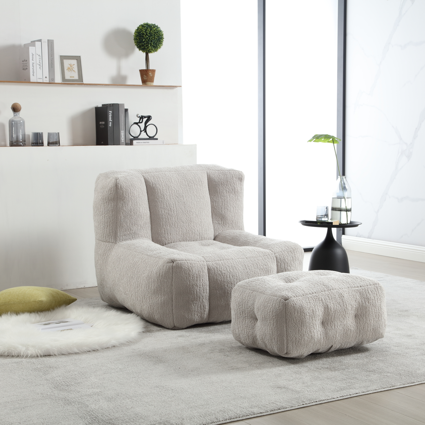Plush cream accent chair with tufted detailing perfect for modern living rooms