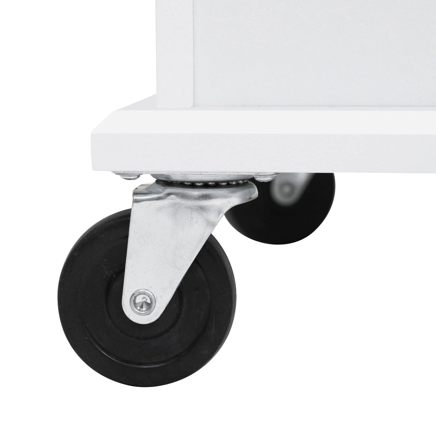 Set of heavyduty black rubber casters with swivel metal plates for mobile furniture
