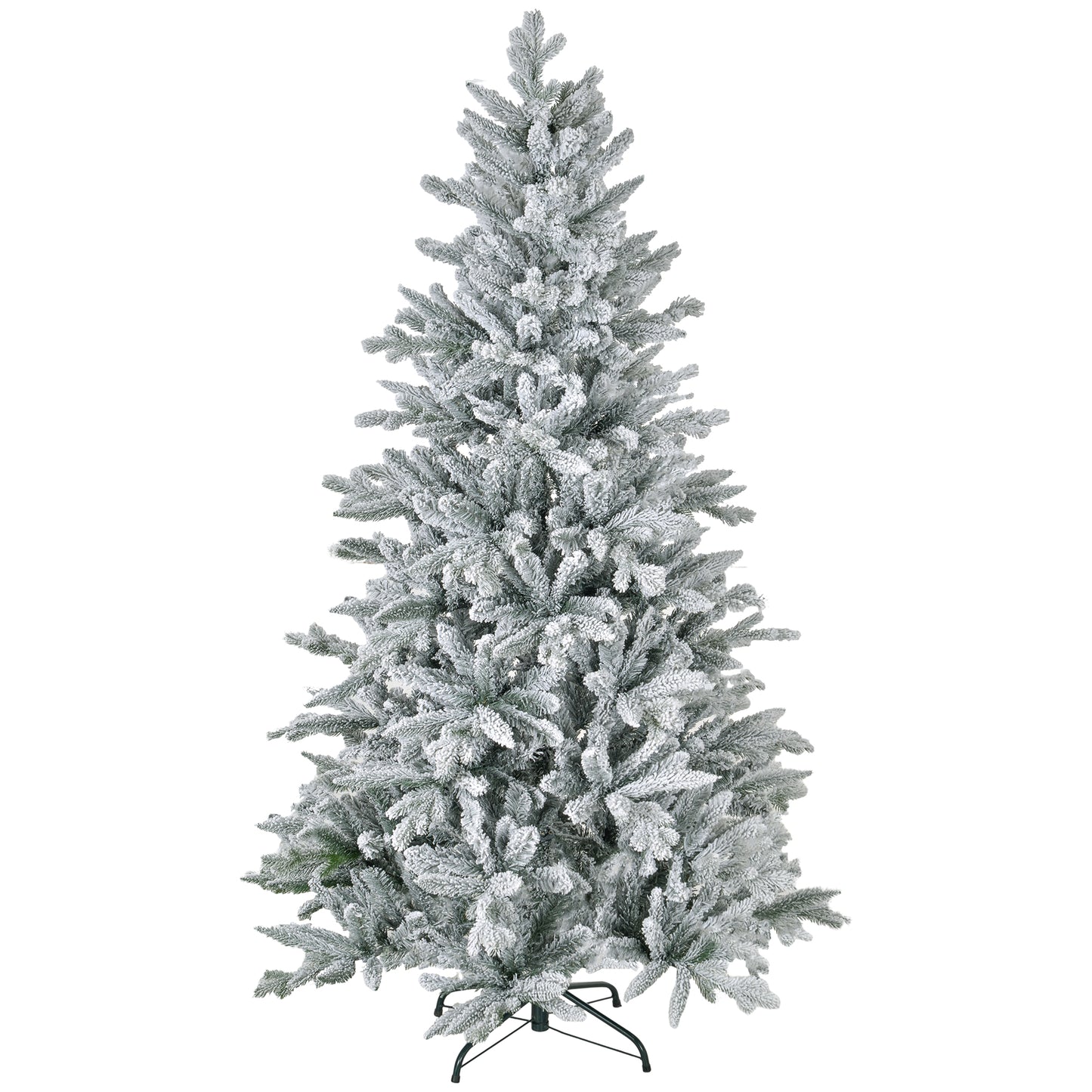 Flocked artificial christmas tree with a realistic snowy appearance perfect for holiday decor