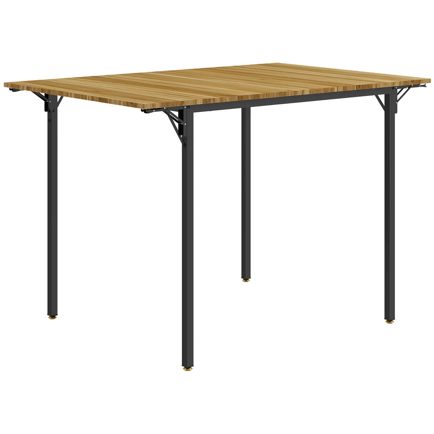 Wooden folding table with black metal legs