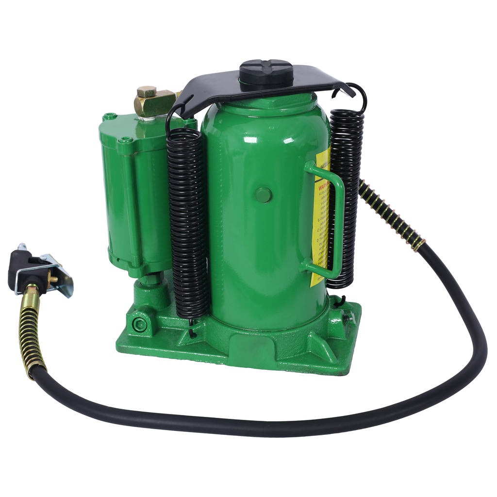 Green ton air bottle jack with heavyduty steel construction for automotive lifting