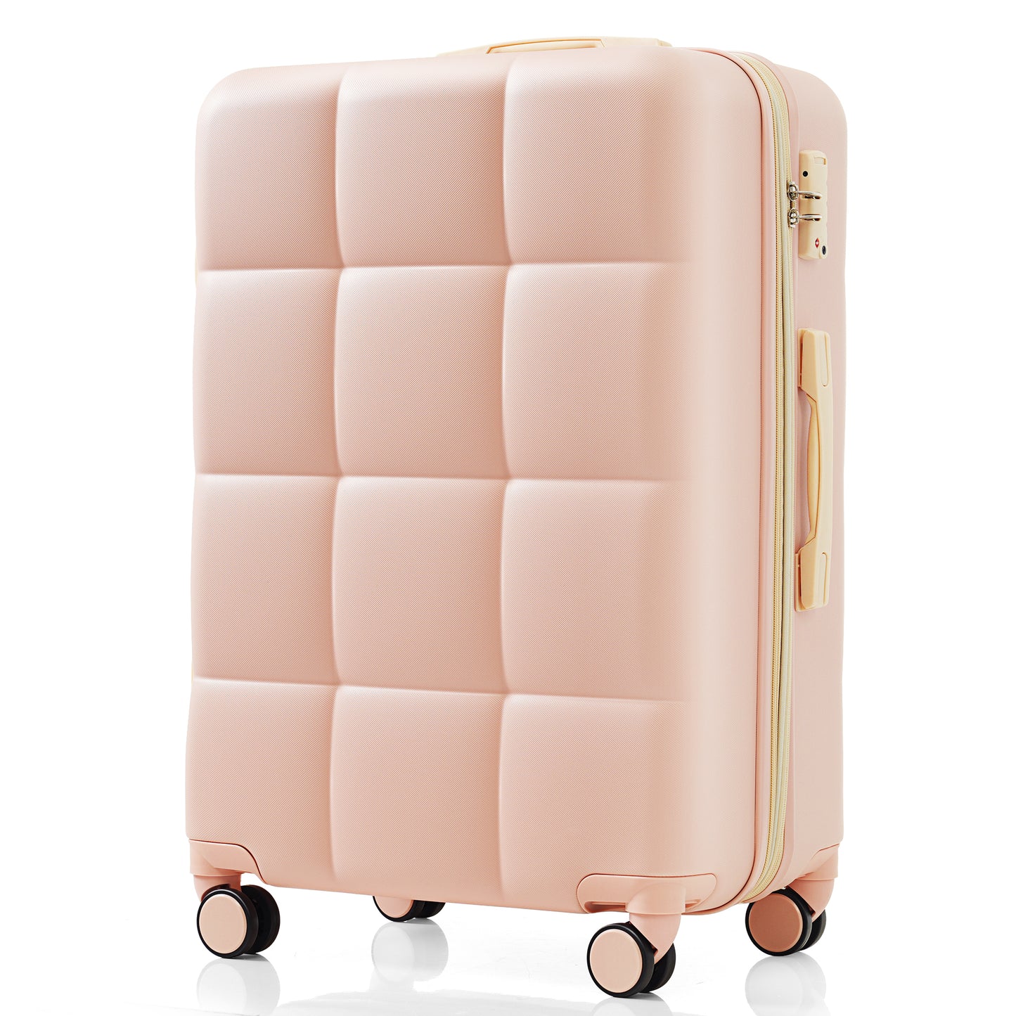 Pink quilted polycarbonate luggage with TSA lock and telescopic handle perfect for travel