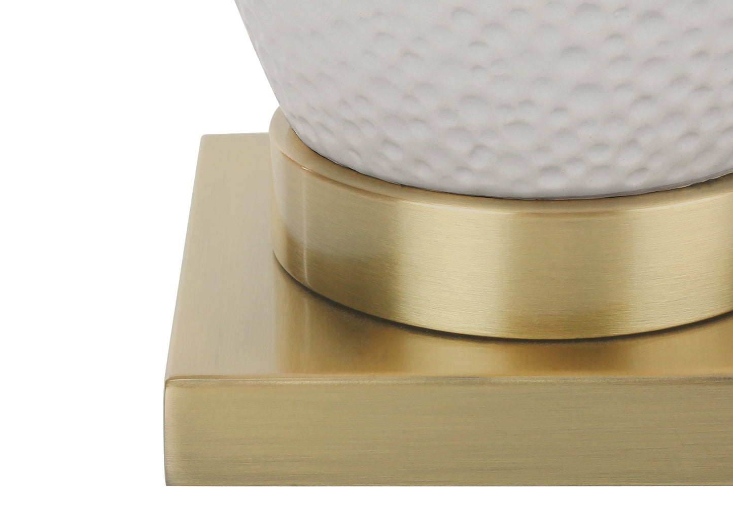 Textured white ceramic vase with brushed brass base