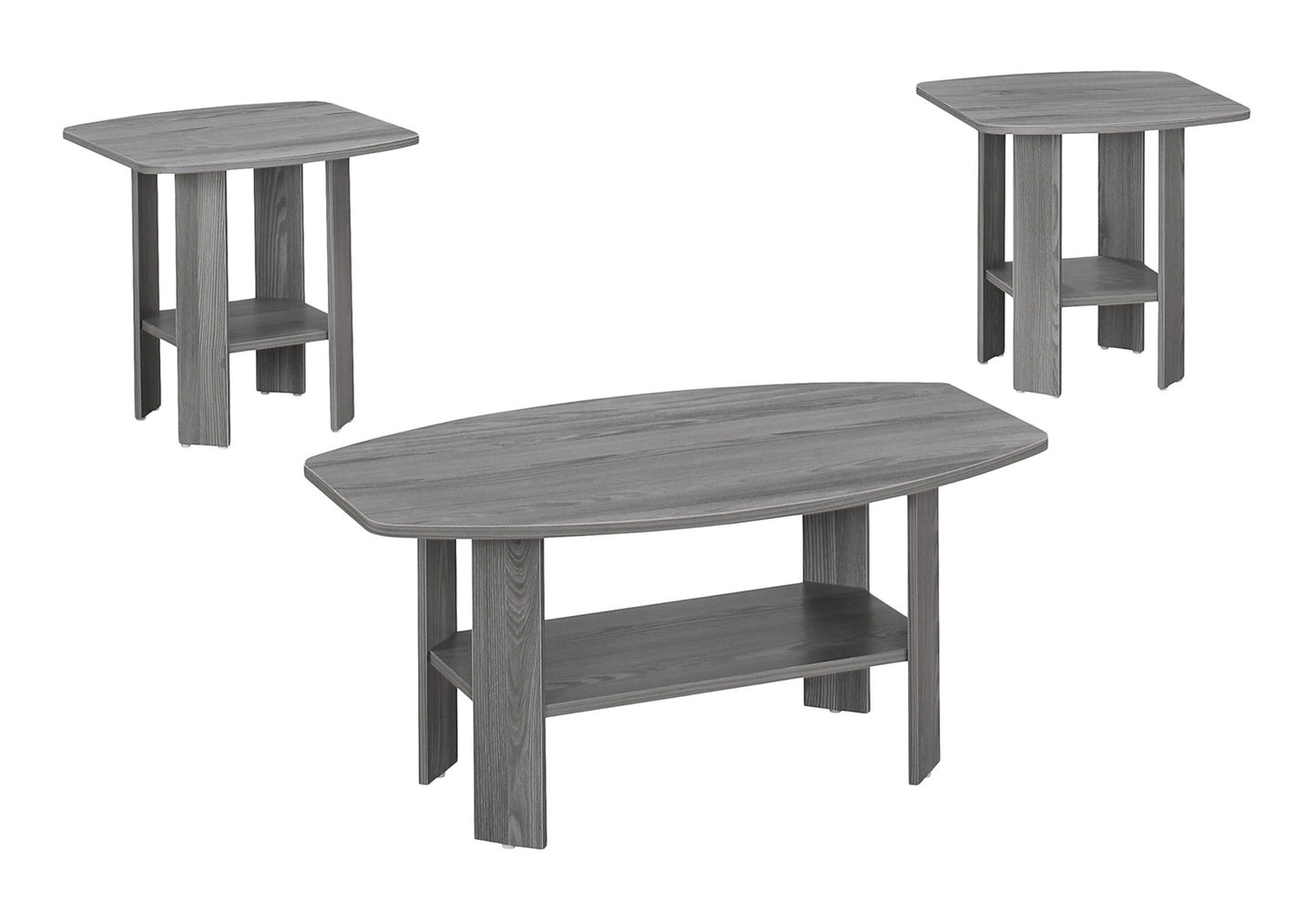 Modern grey wood coffee table with a shelf for living rooms