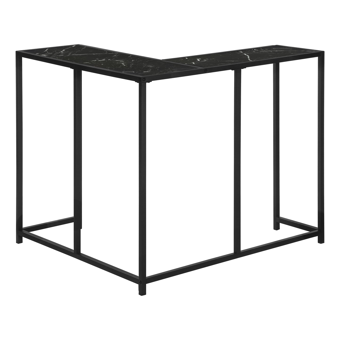 Modern black marble Lshaped bar with sleek metal frame for home or commercial use