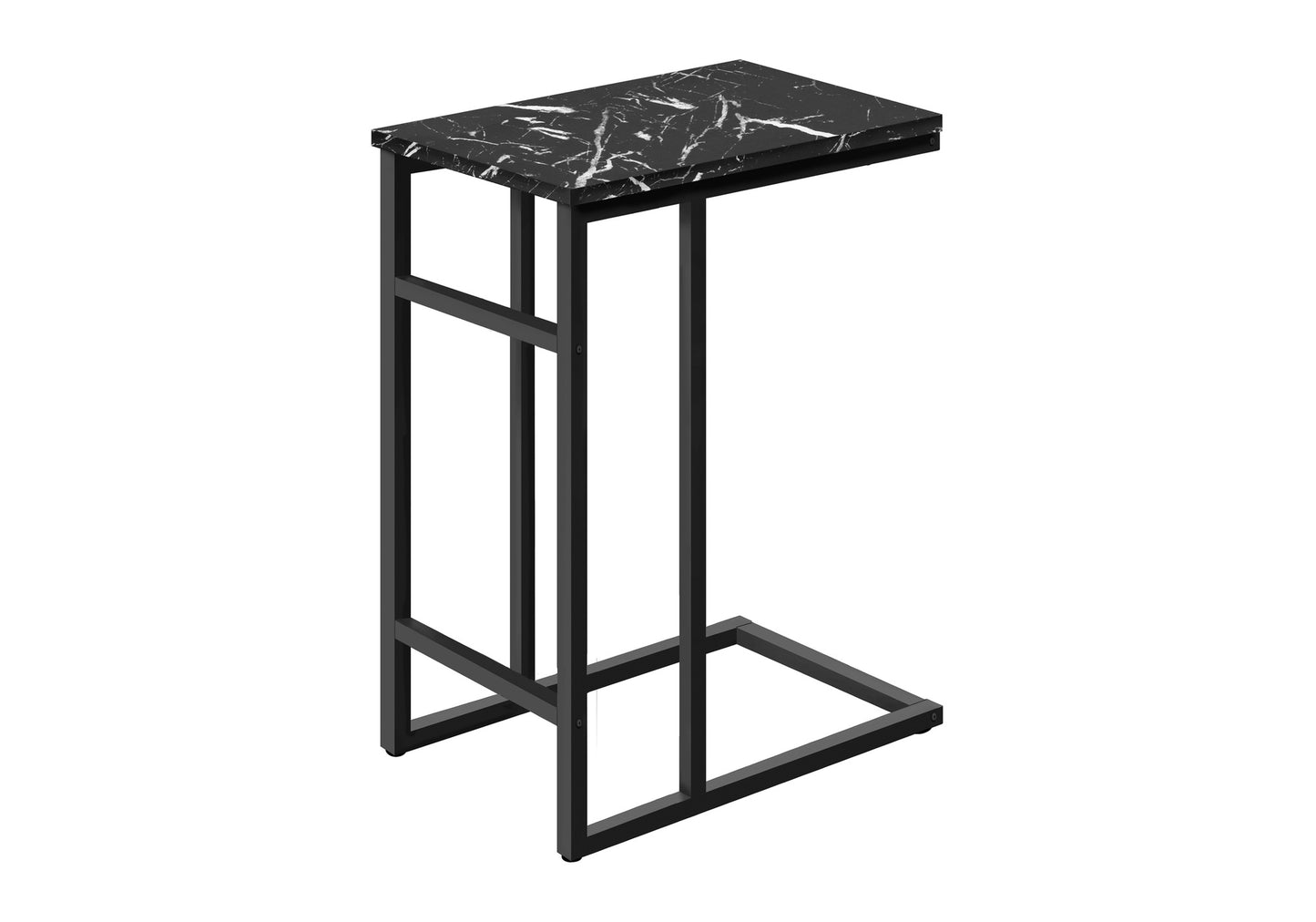 Sleek black marble effect ctable with black metal frame perfect for living rooms