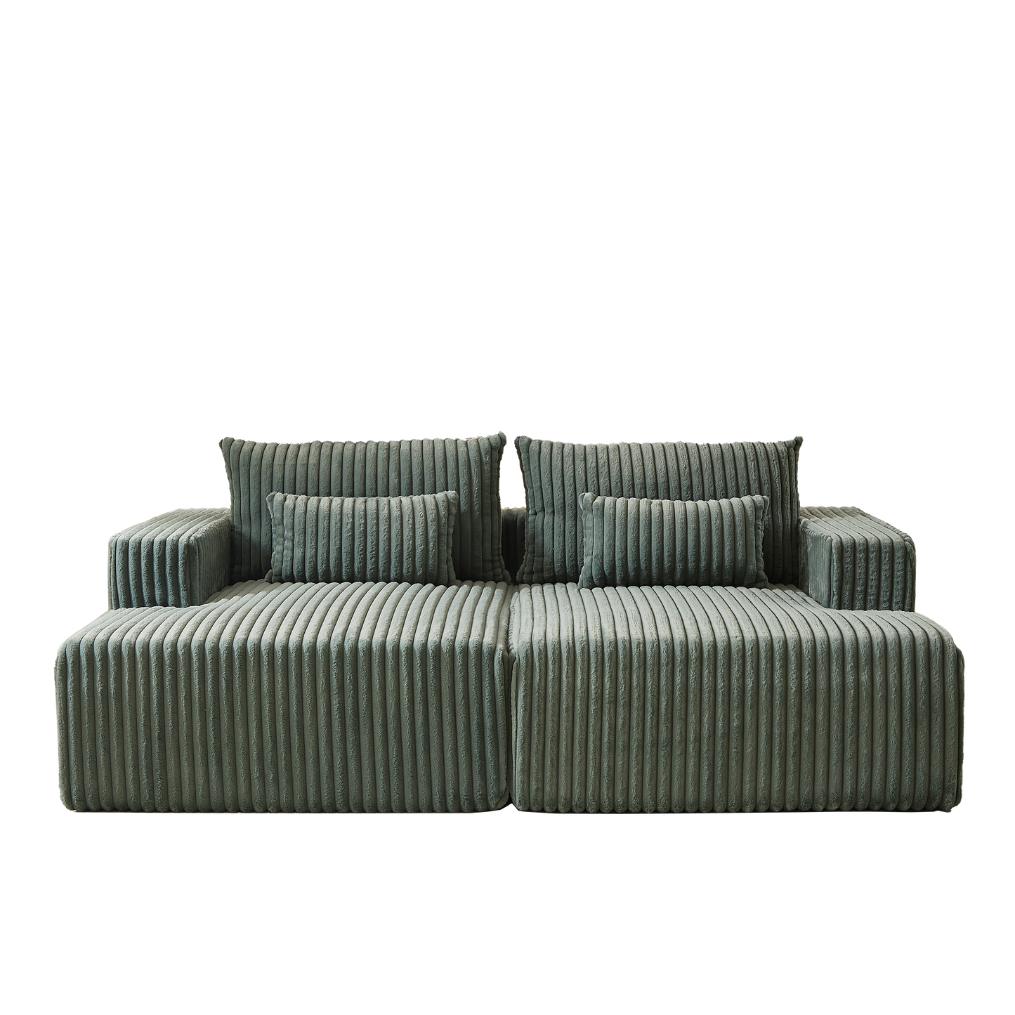 Sage green corduroy sectional sofa with plush cushions perfect for living rooms