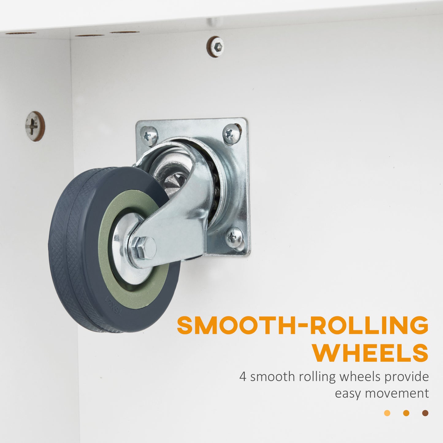Swivel caster wheel with dark grey rubber tire and metal bracket
