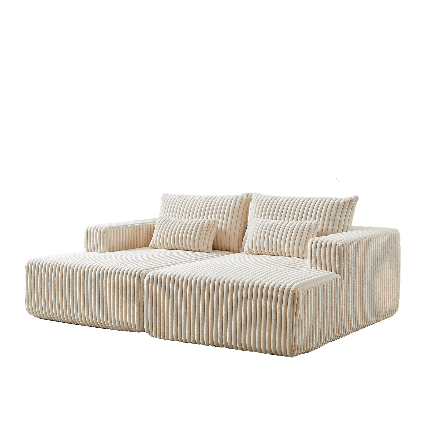 Cream corduroy sectional sofa with plush cushions ideal for modern living rooms