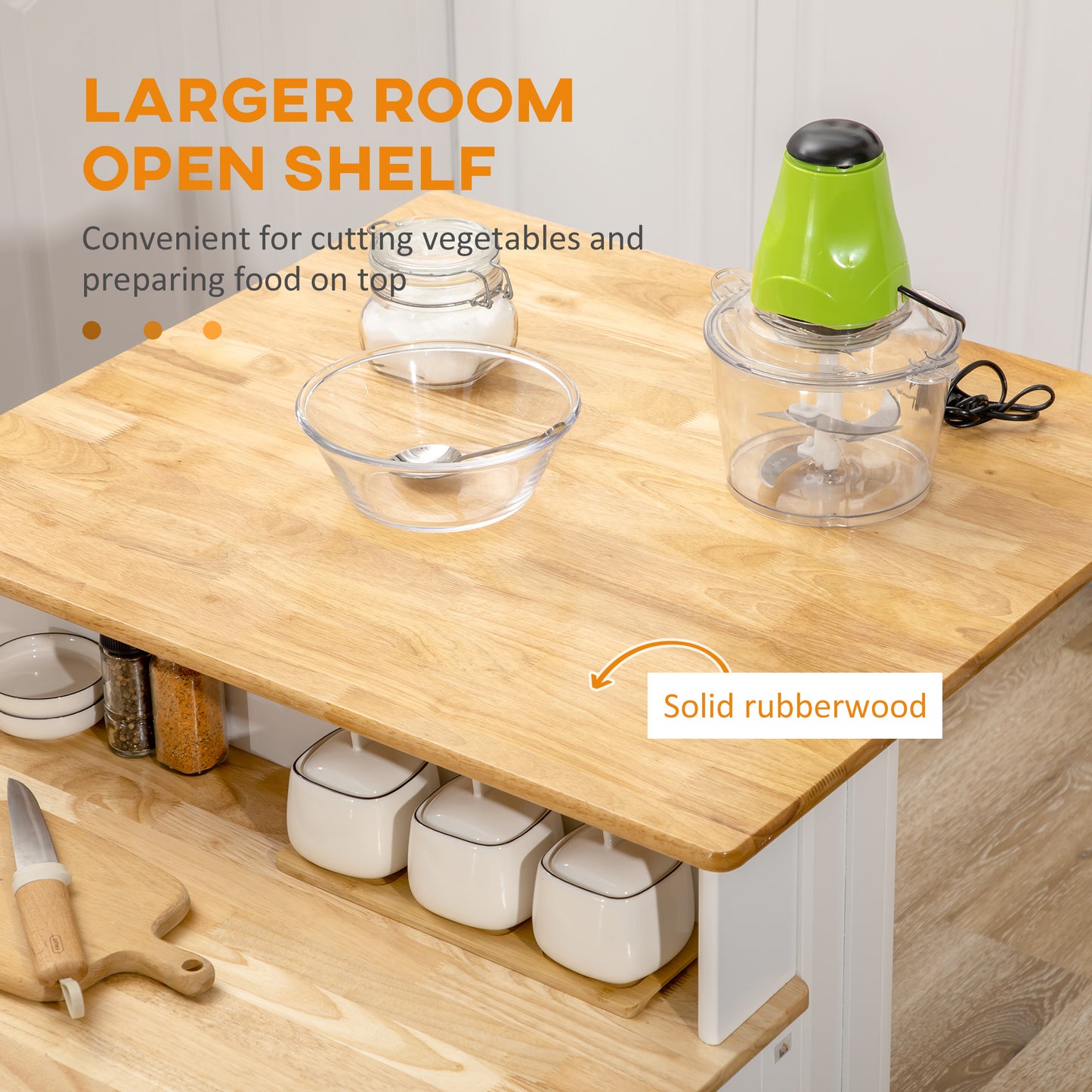 Green electric food chopper on a wooden kitchen counter
