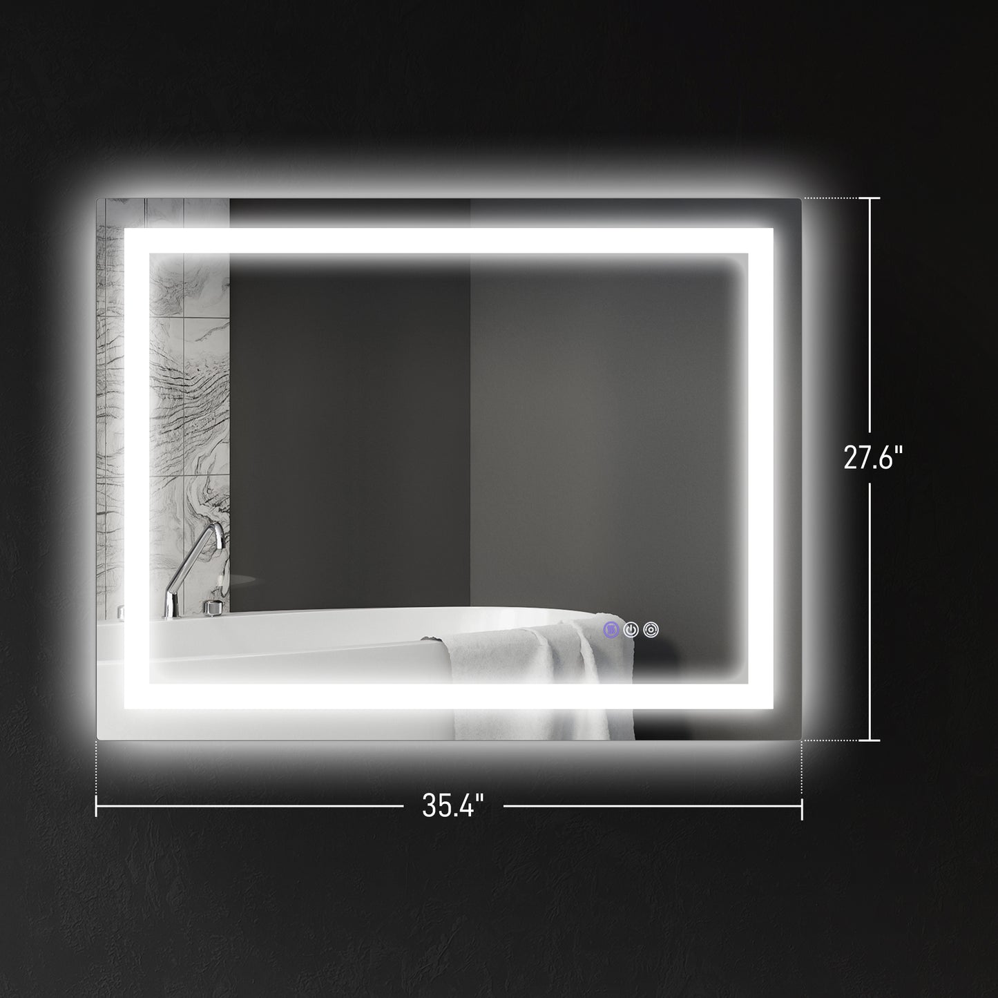 Rectangular LED vanity mirror with integrated lighting perfect for modern bathrooms