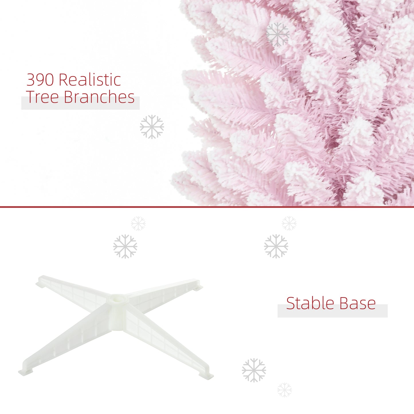 Closeup of flocked pink artificial tree branches with realistic details