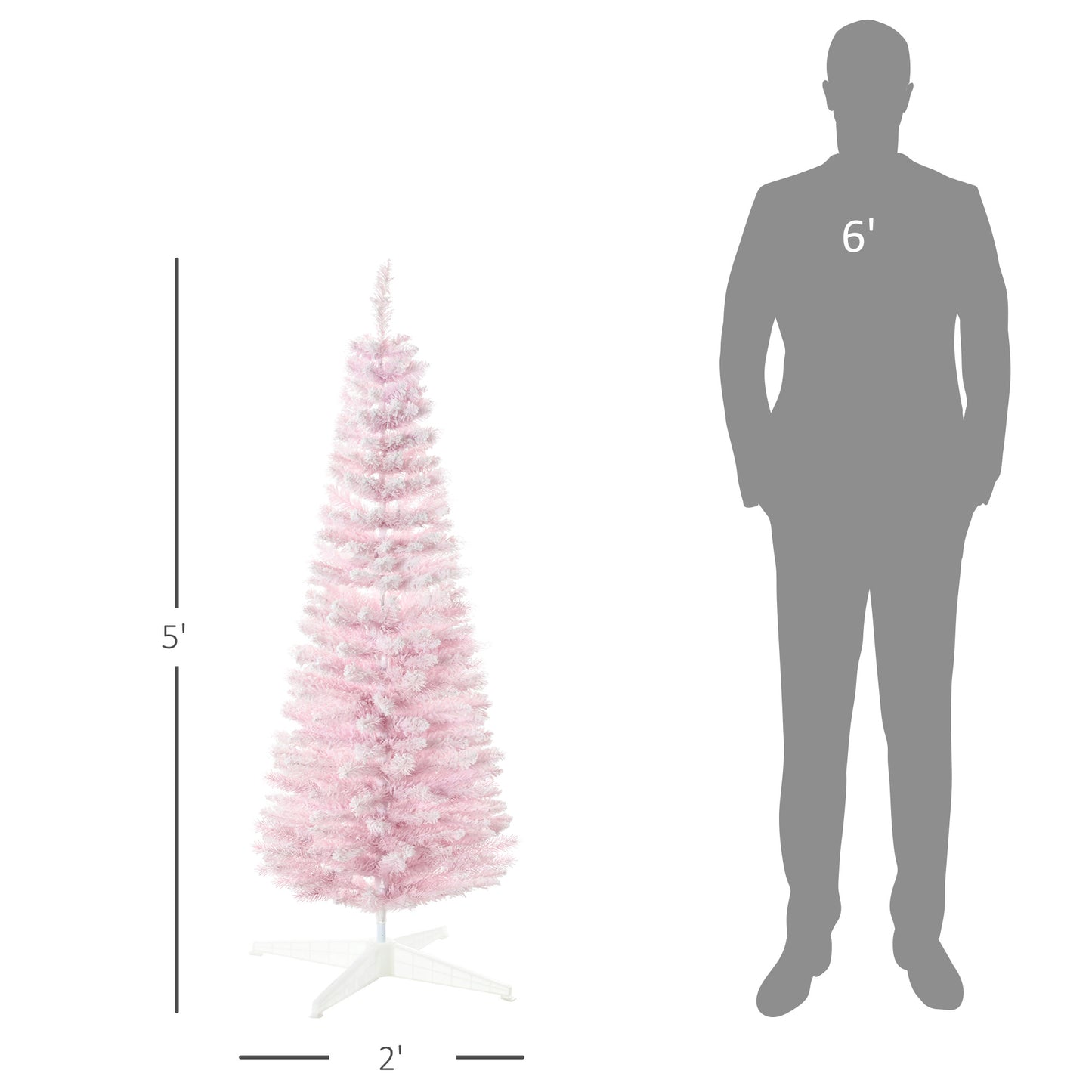ft pink artificial Christmas tree with white tips and white stand