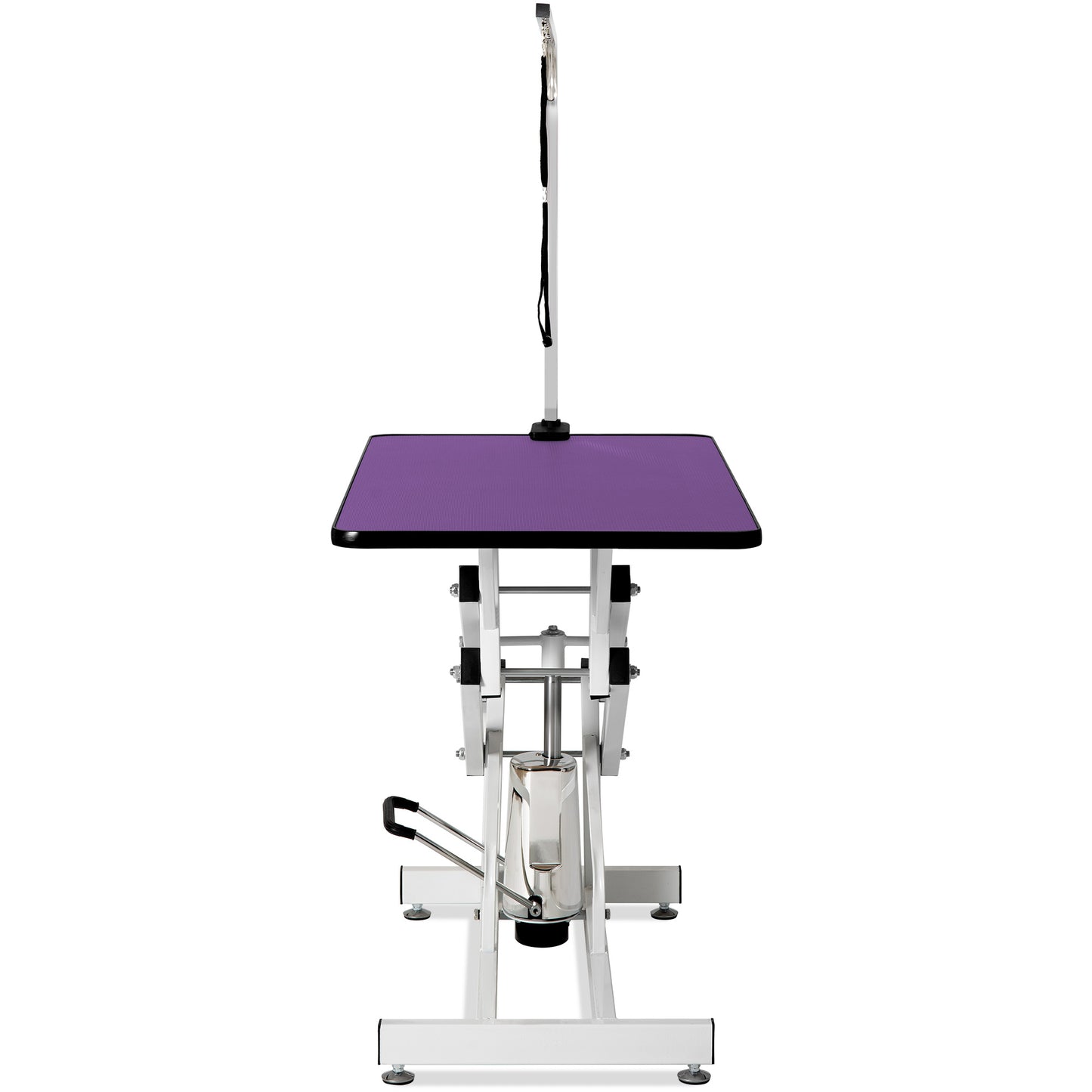 Purple staticfree grooming table with adjustable arm and nonslip surface perfect for pet care