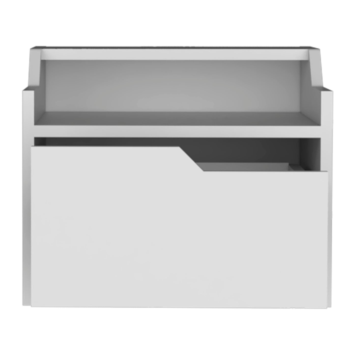 White modern open shelf with one drawer