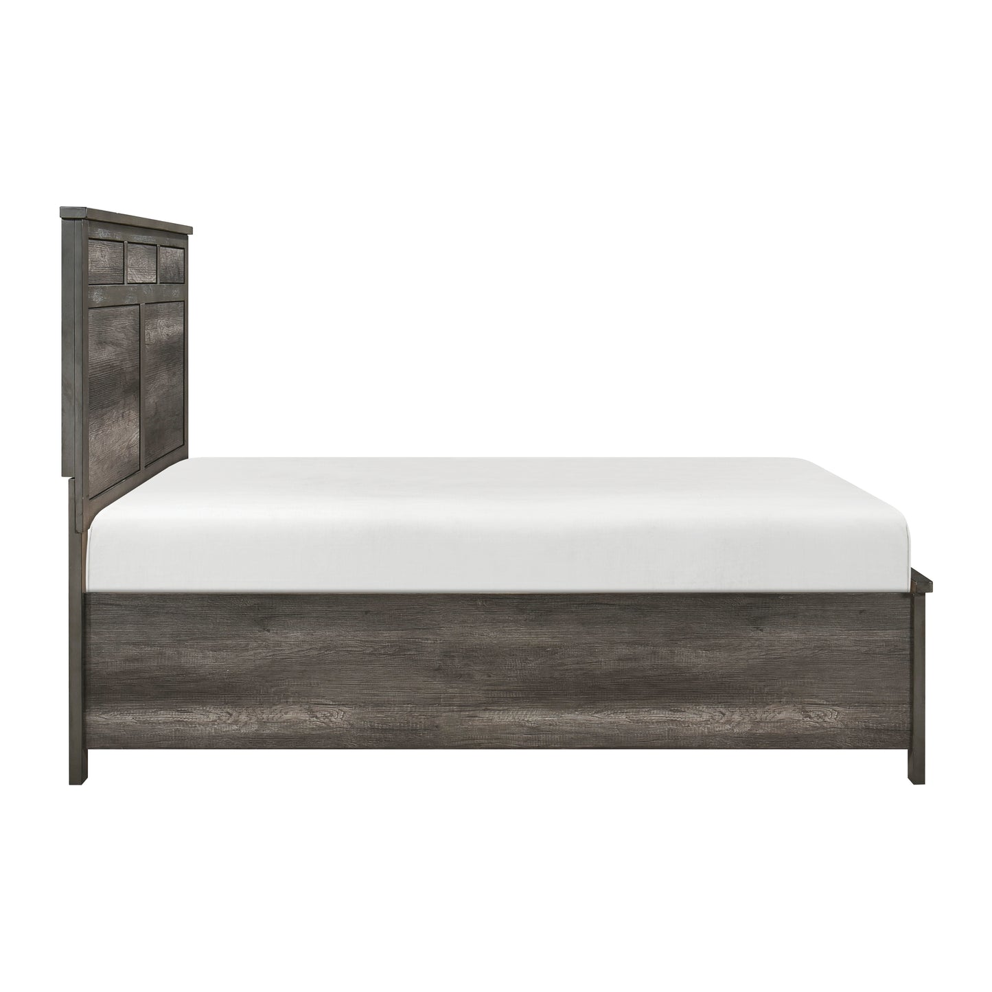 Rustic grey wood platform bed frame with headboard queen size