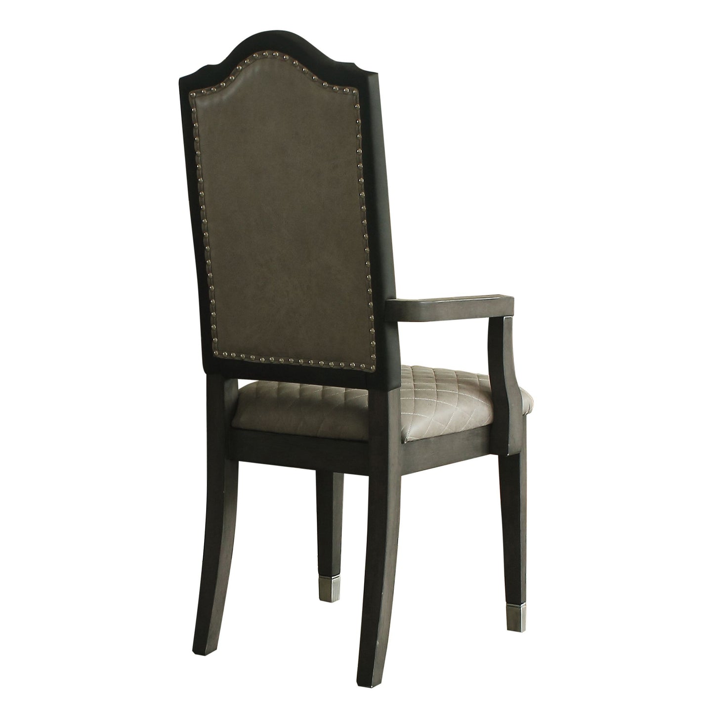 Tufted upholstered dining chair with nailhead trim and wooden frame