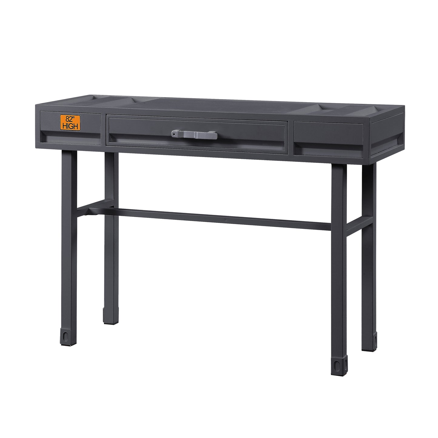 Dark grey industrialstyle metal console table with one drawer