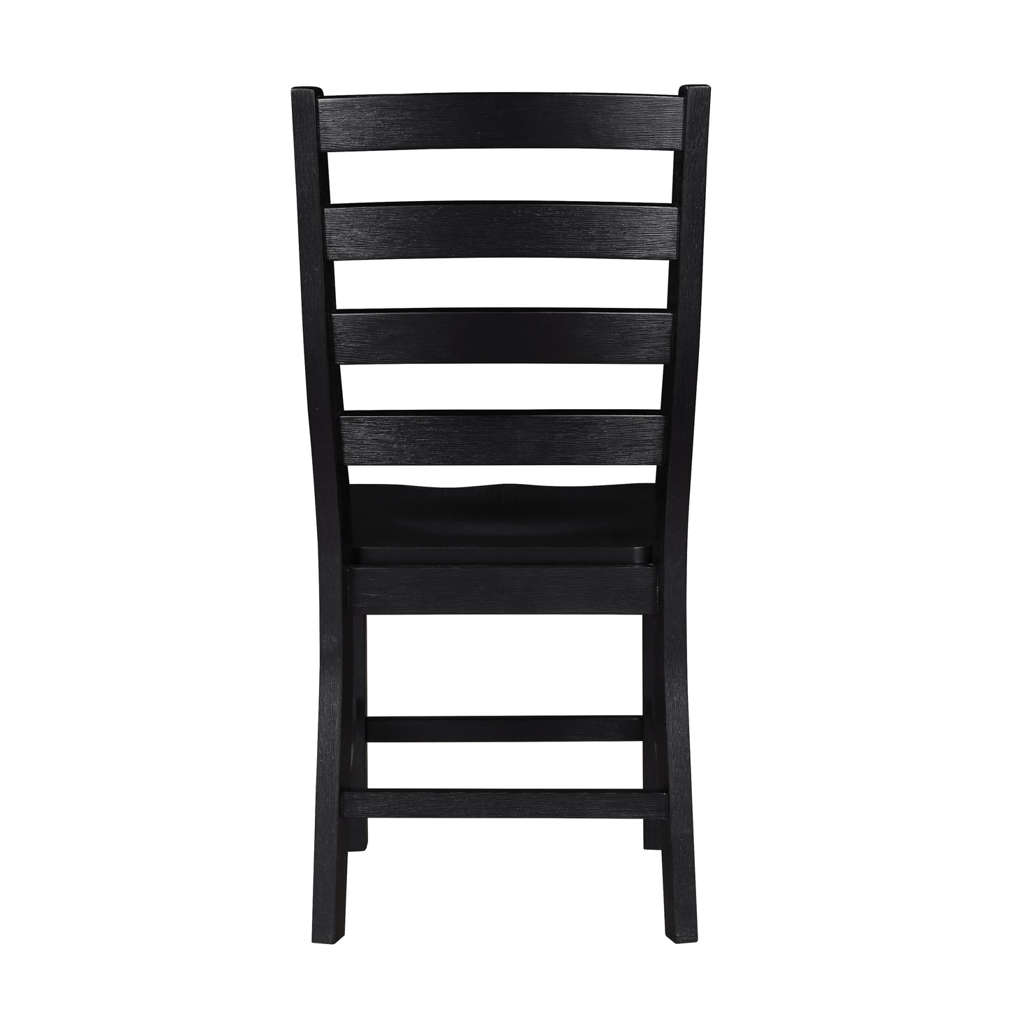 Black wooden ladder back dining chair with a textured finish
