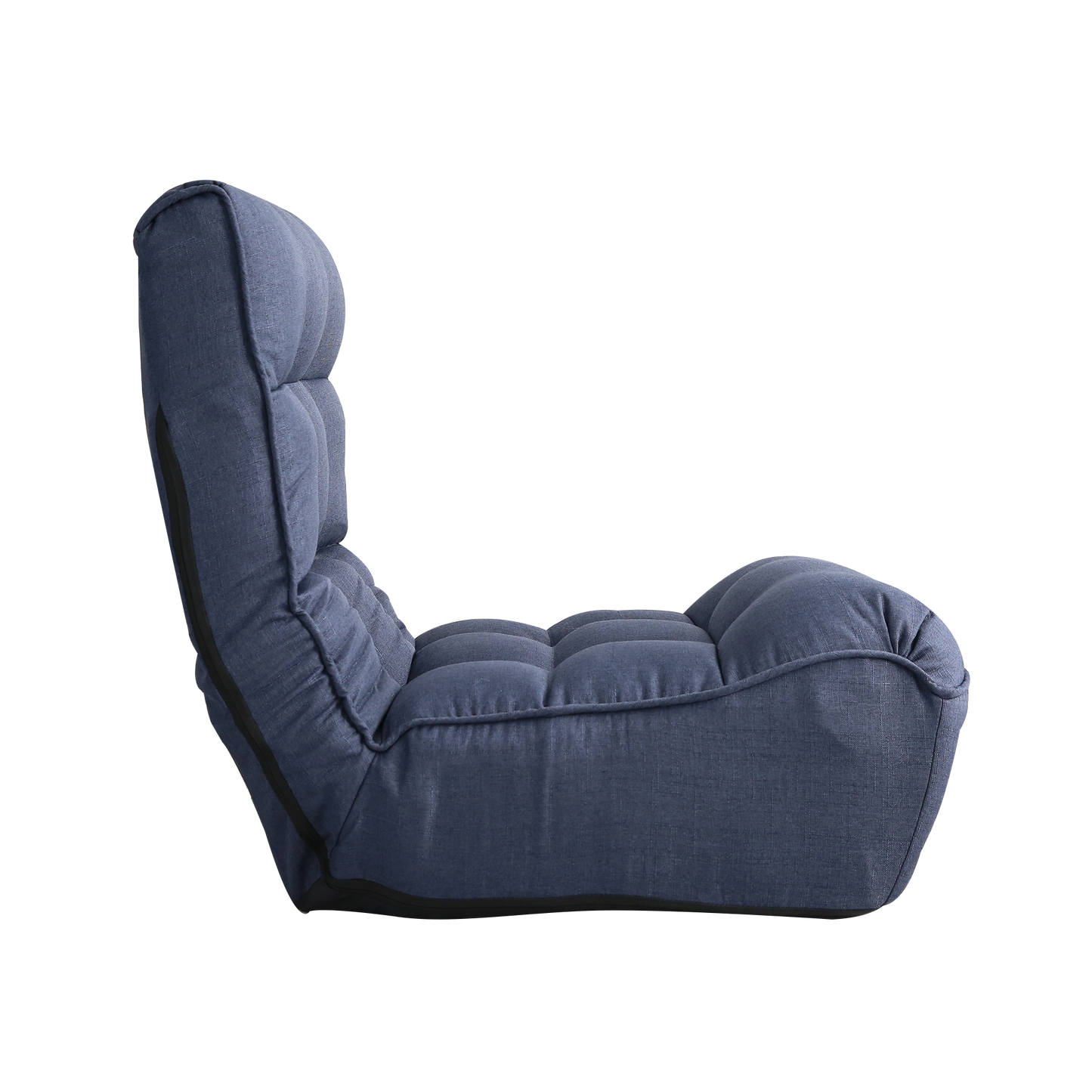 Comfortable navy blue floor chair with plush cushioning and adjustable backrest for gaming or relaxation
