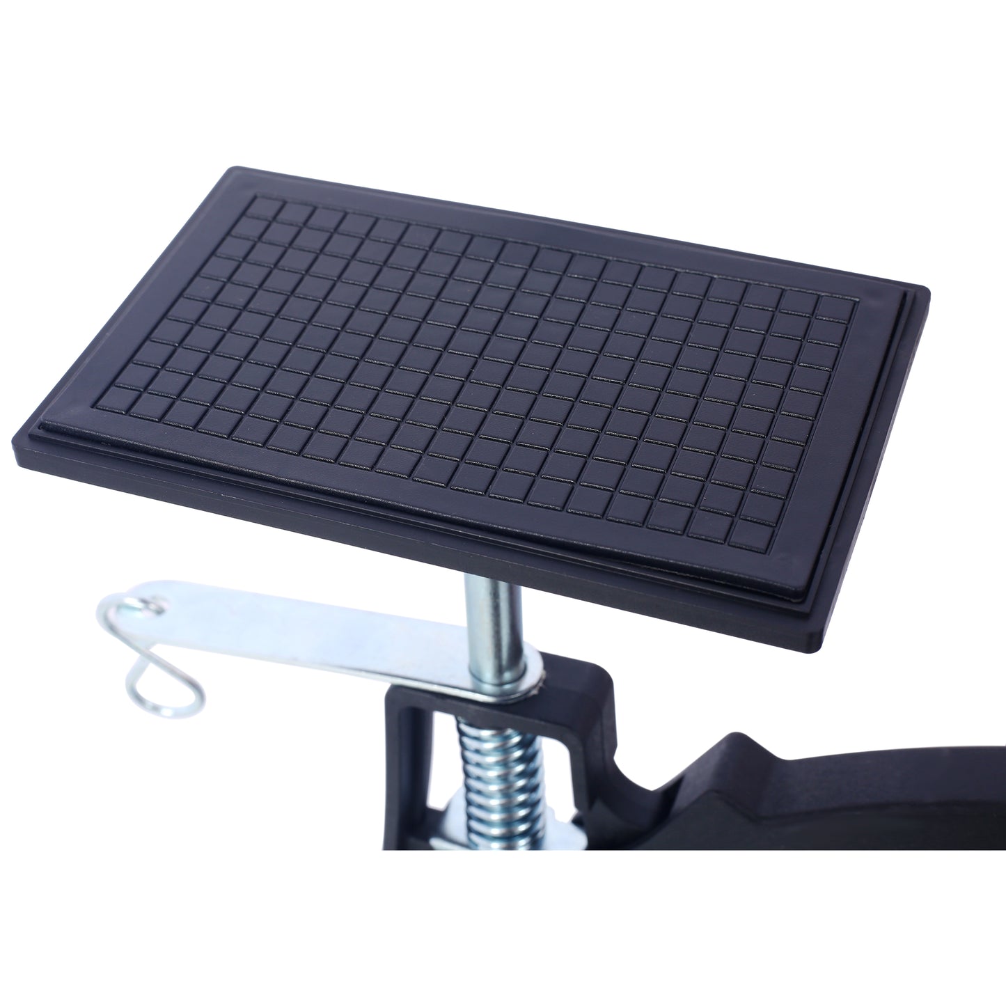 Black rubber grip pad on adjustable lifting jack accessory for secure placement