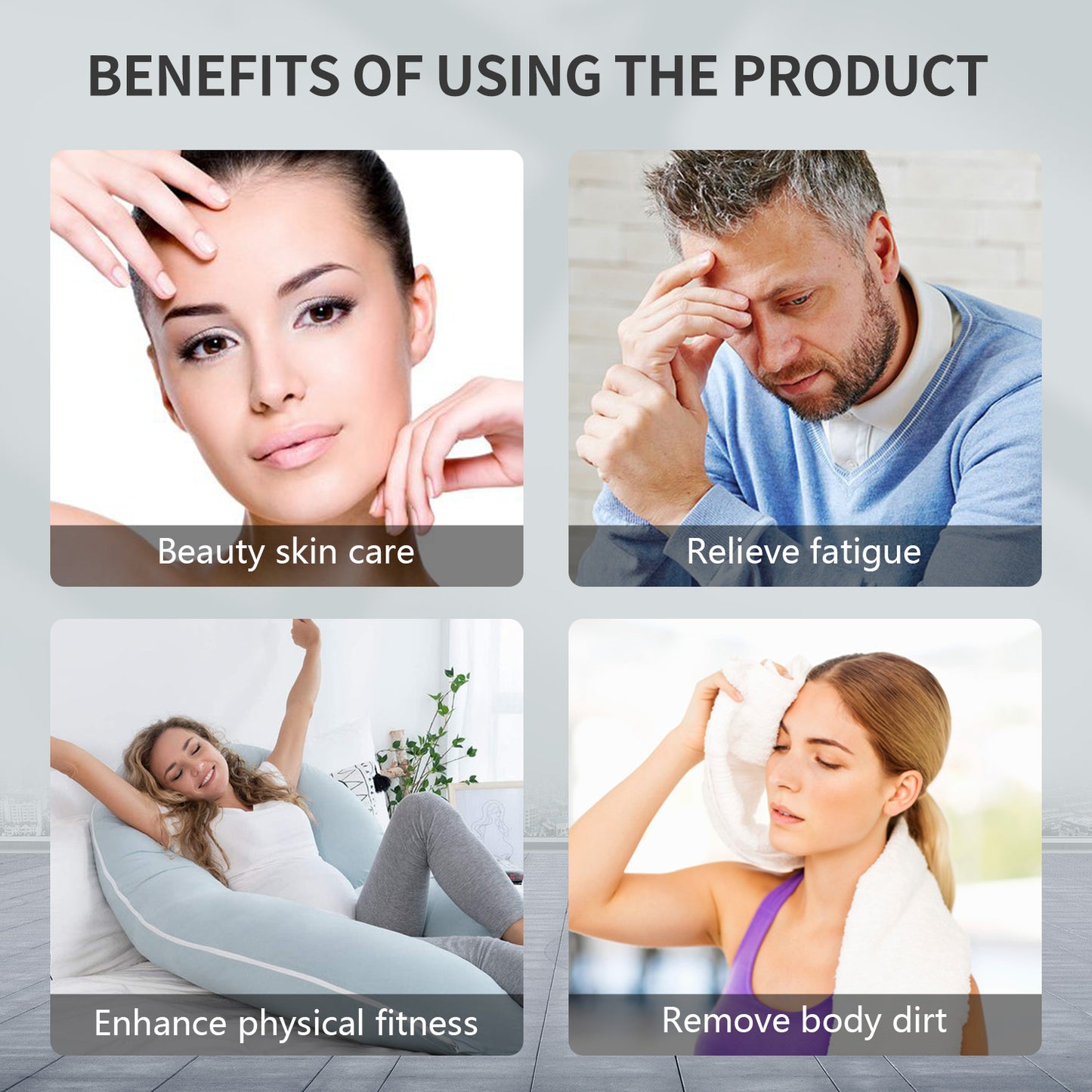Closeup of a womans face with smooth skin promoting beauty skin care benefits
