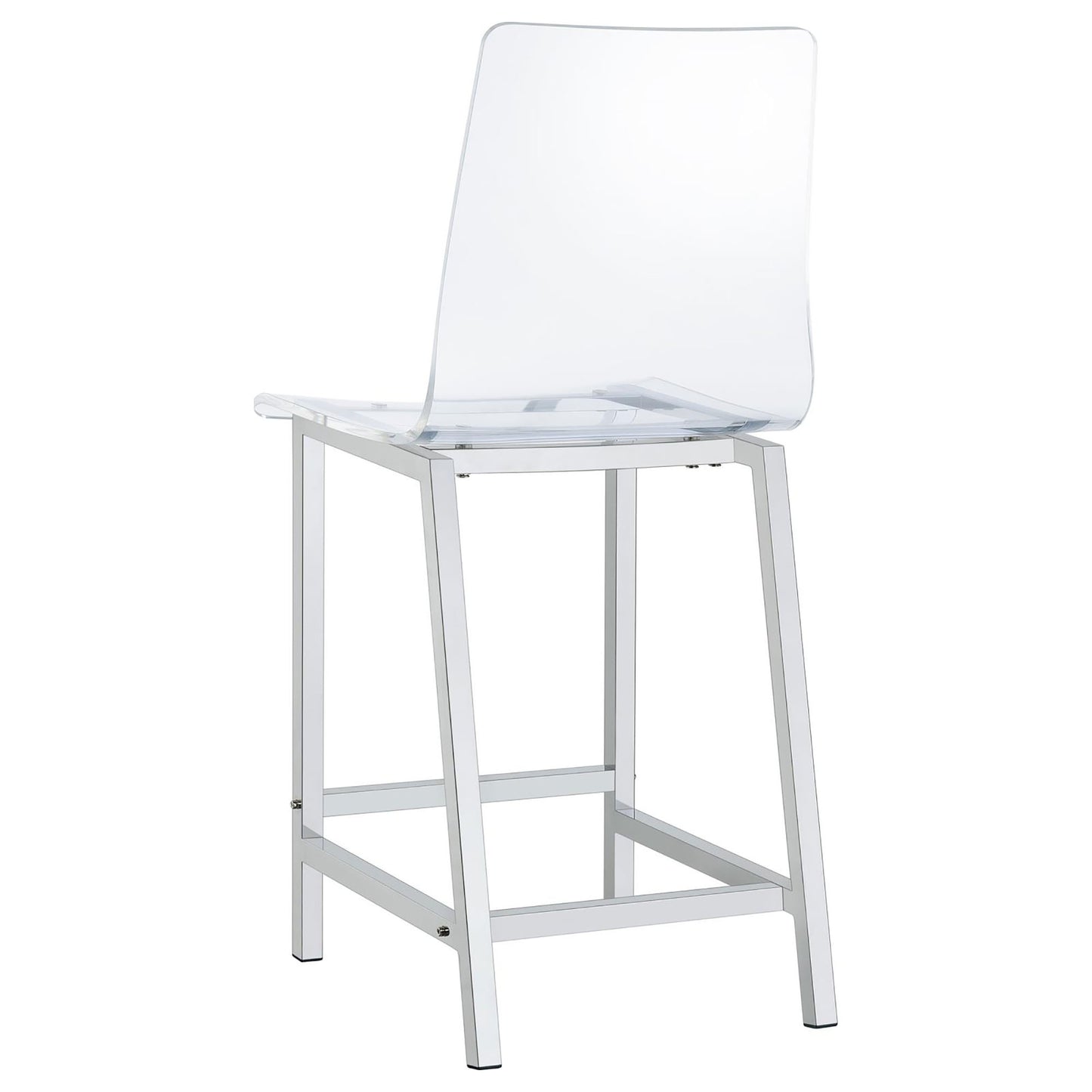Clear acrylic and chrome modern bar stool ideal for kitchen islands