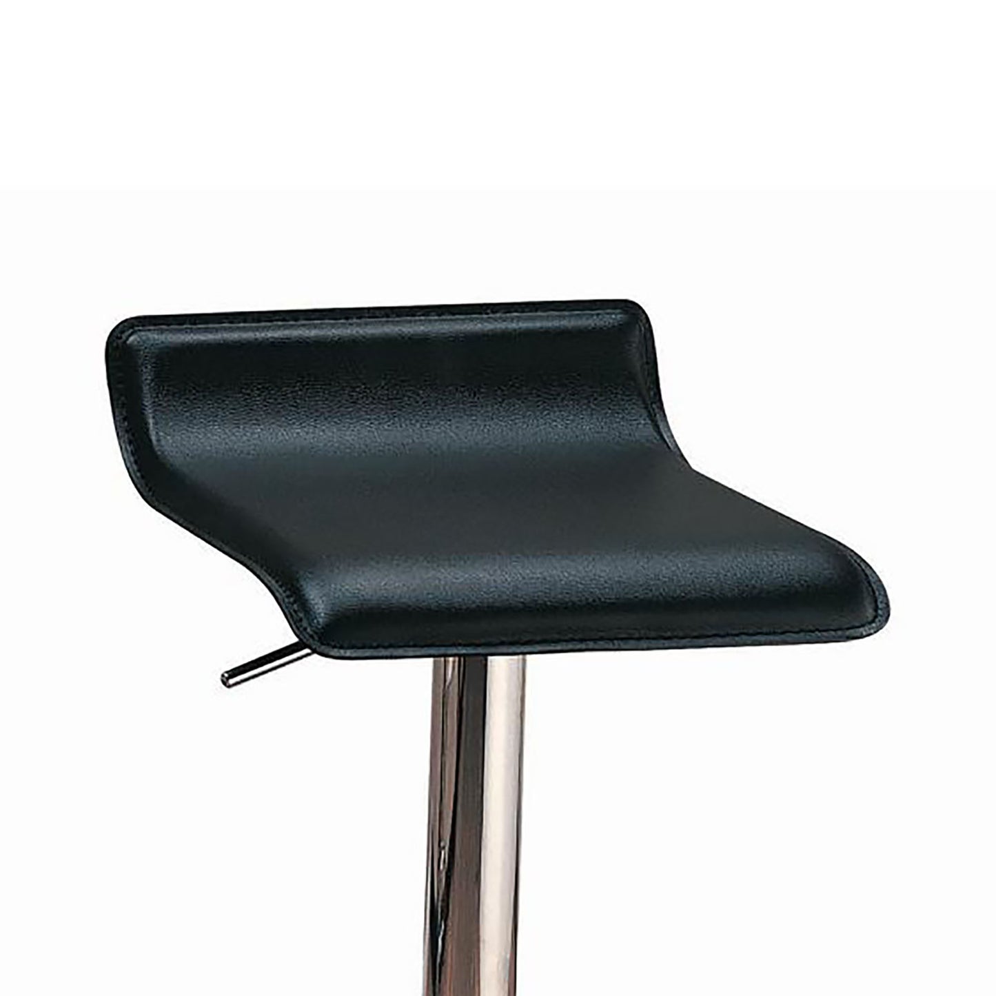 Black leather bar stool seat with chrome pedestal base modern design