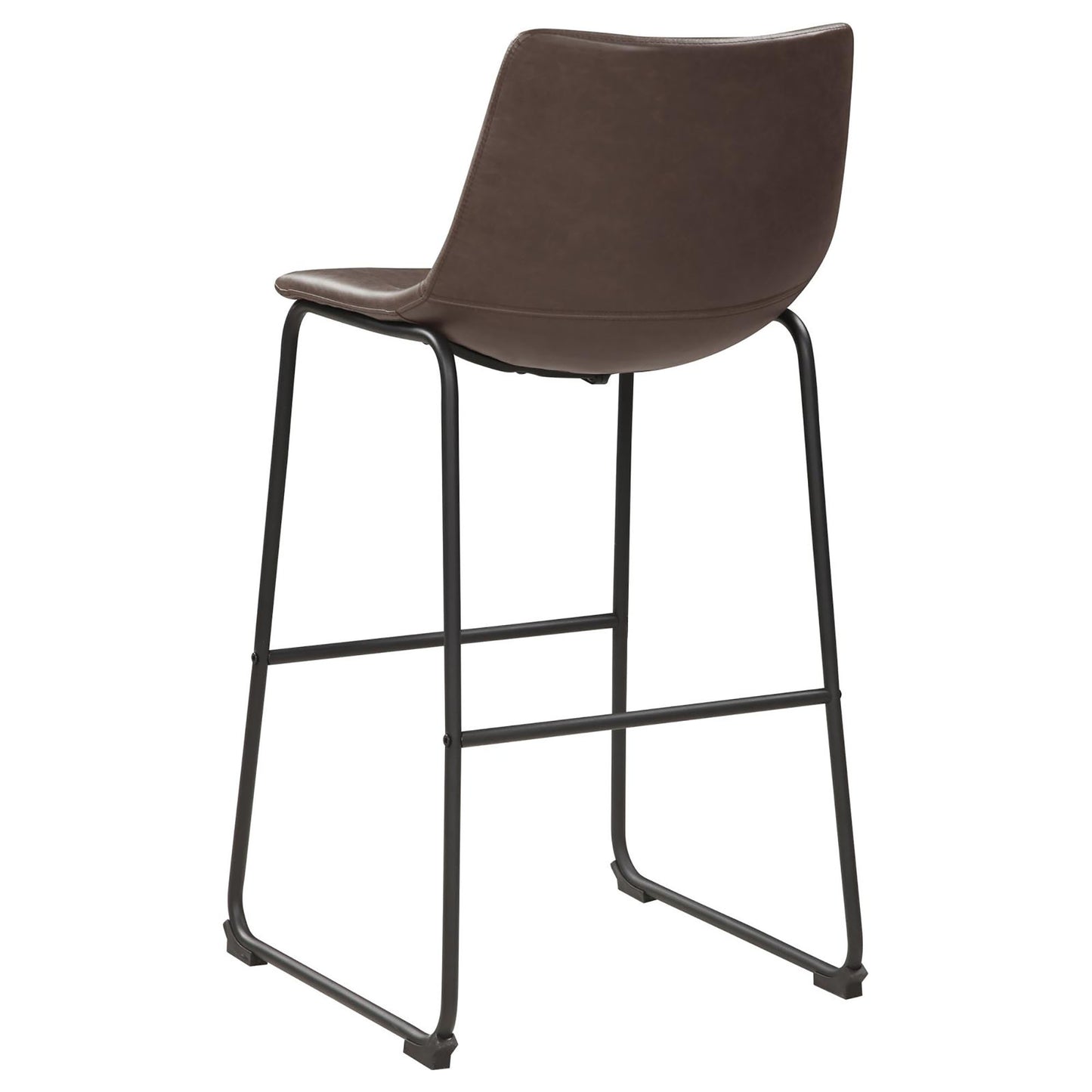 Brown faux leather bar stool with black metal legs modern design for kitchens