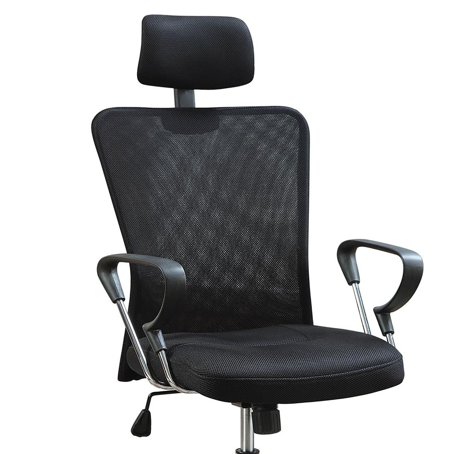 Black ergonomic mesh office chair with adjustable headrest and armrests