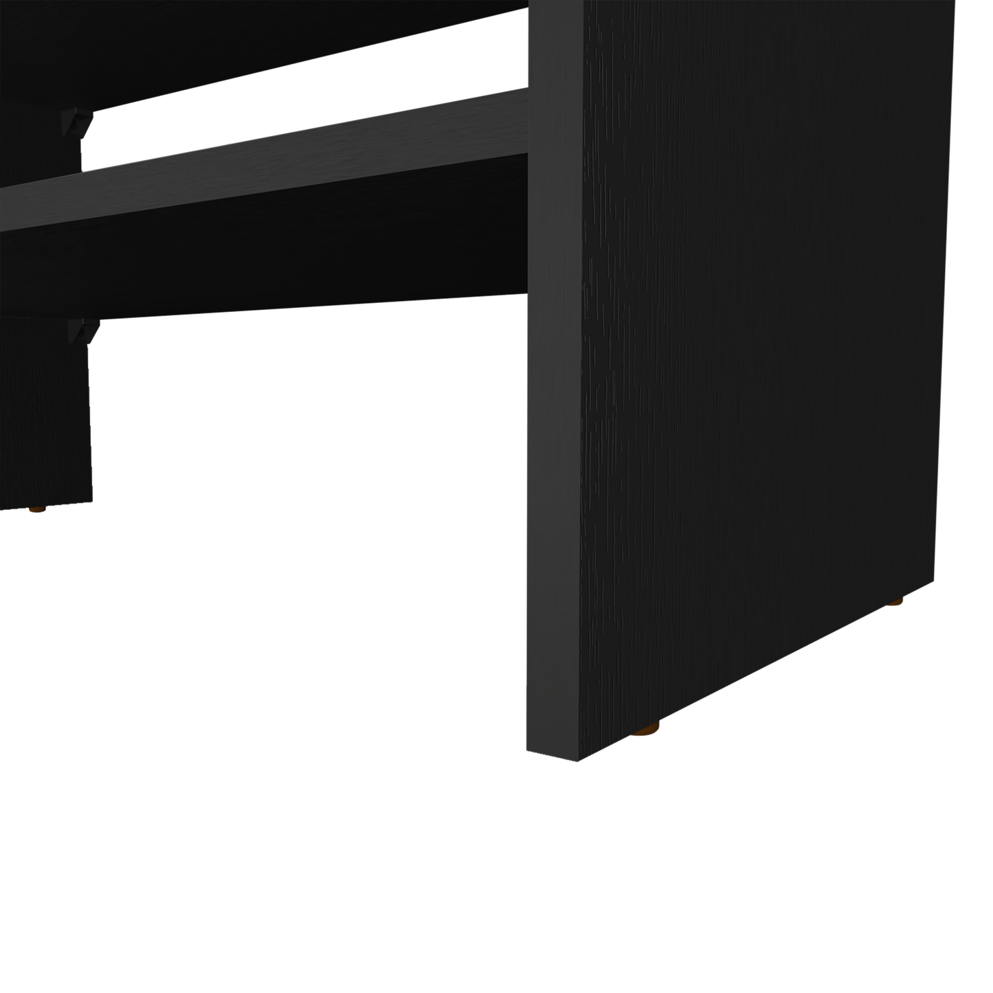 Modern black wood desk with ribbed detail and sleek finish