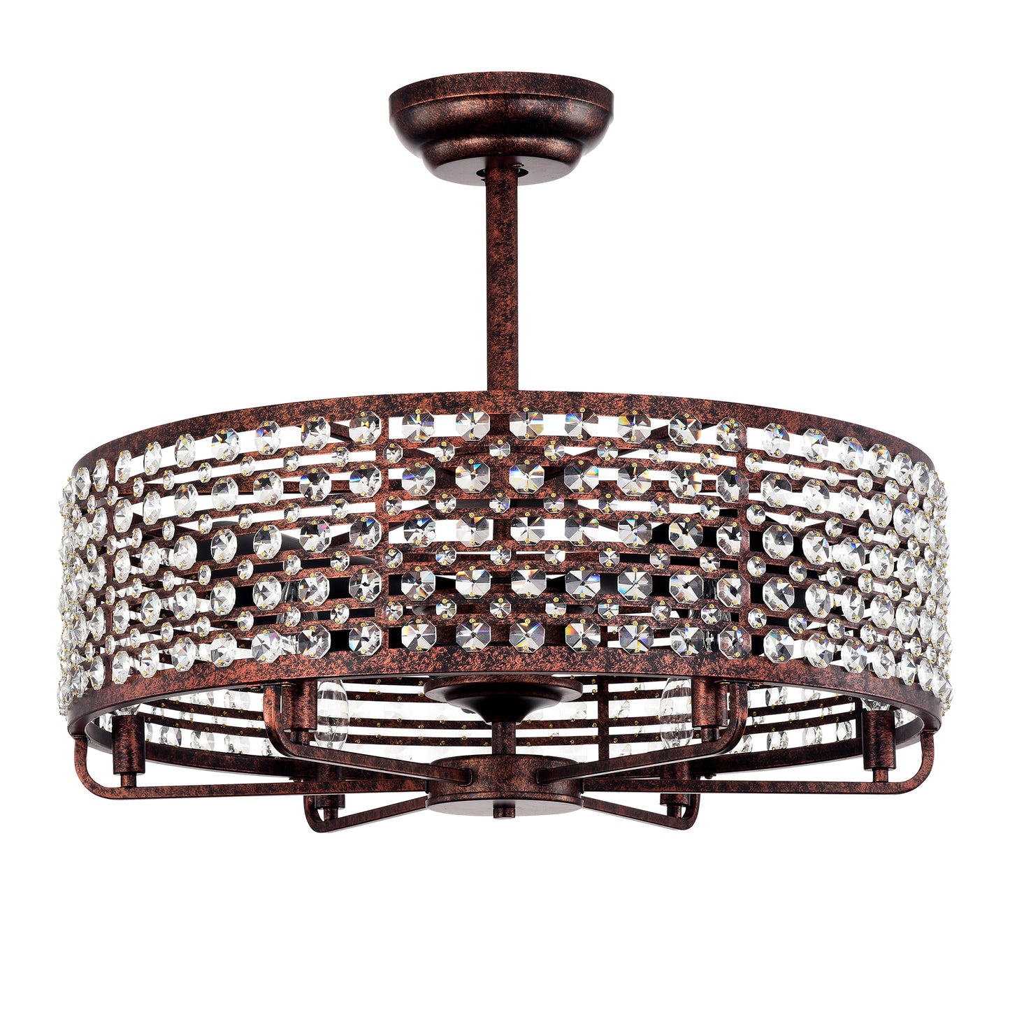Rustic bronze flush mount ceiling light with cascading crystal accents perfect for entryways