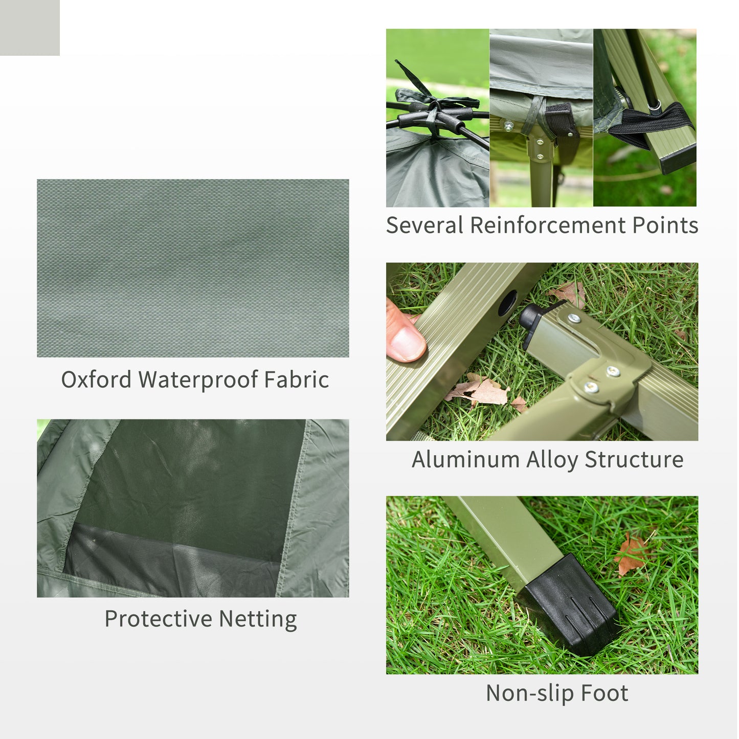 Green Oxford waterproof fabric detail for outdoor gear