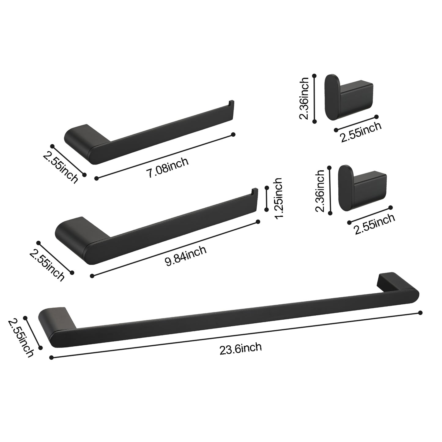 Black stainless steel towel bar set with inch inch and inch towel racks