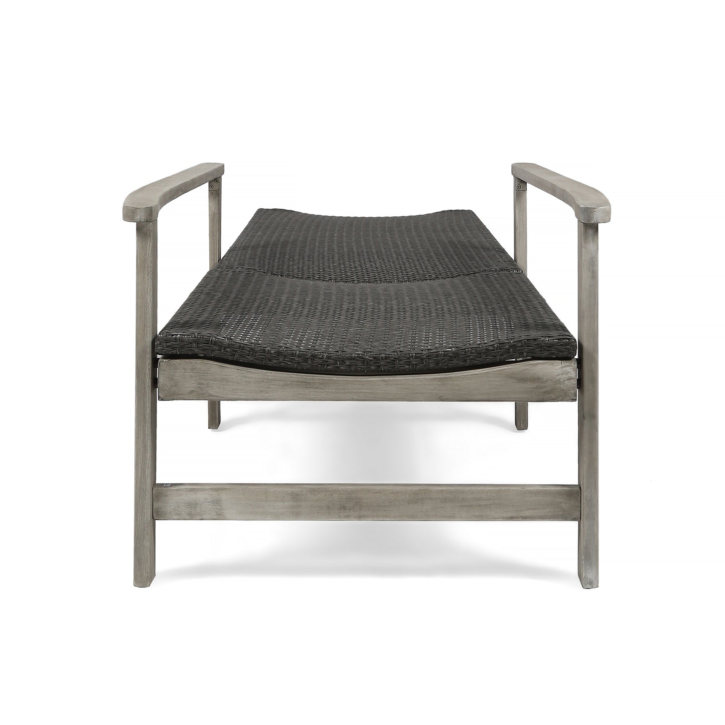 Grey wooden frame chaise lounge with dark grey woven seat