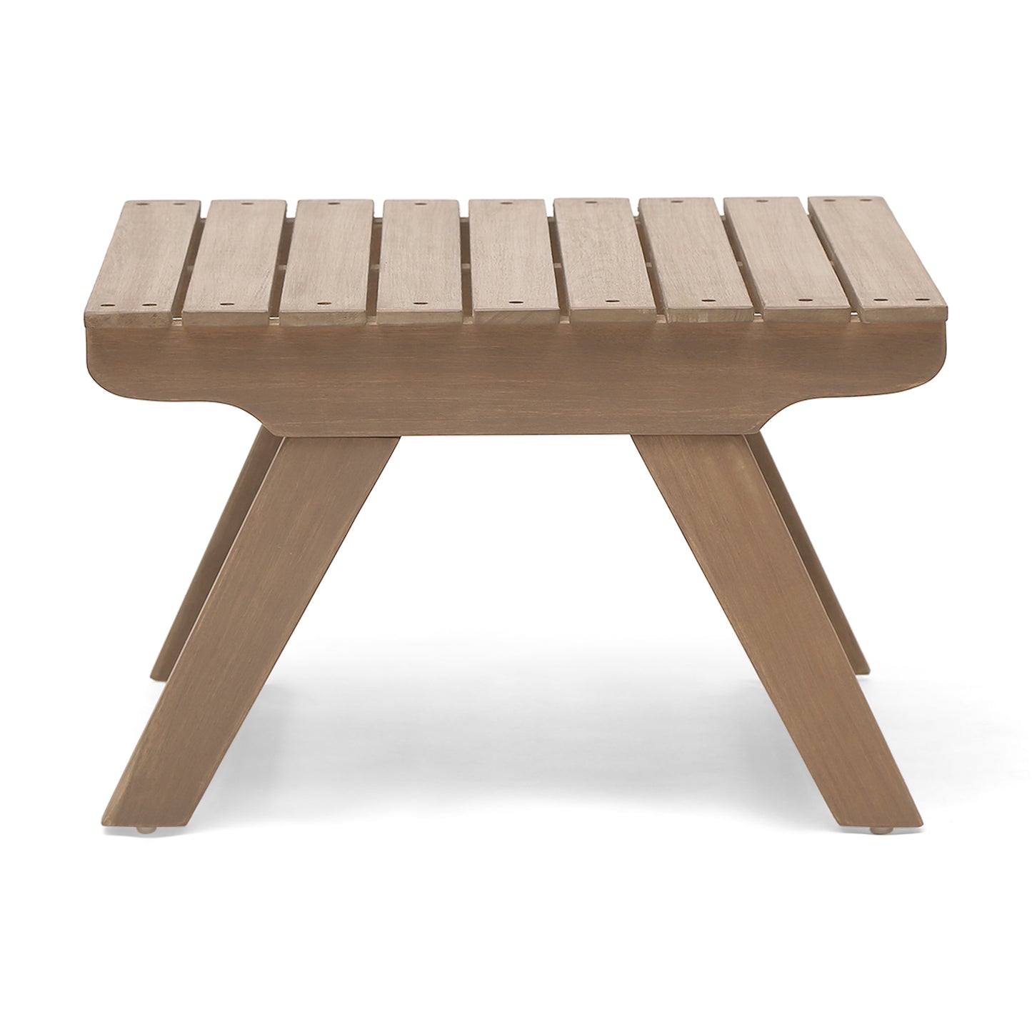 Modern slattop wooden accent table with angled legs natural wood finish