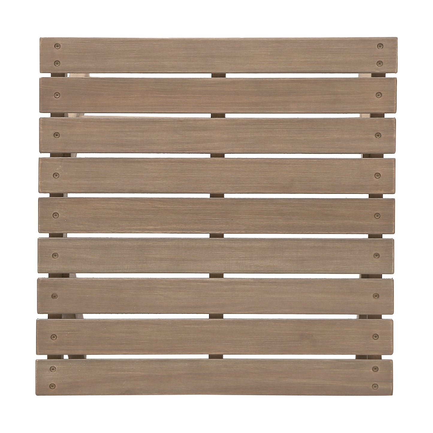 Wooden slatted outdoor side table in rustic grey finish