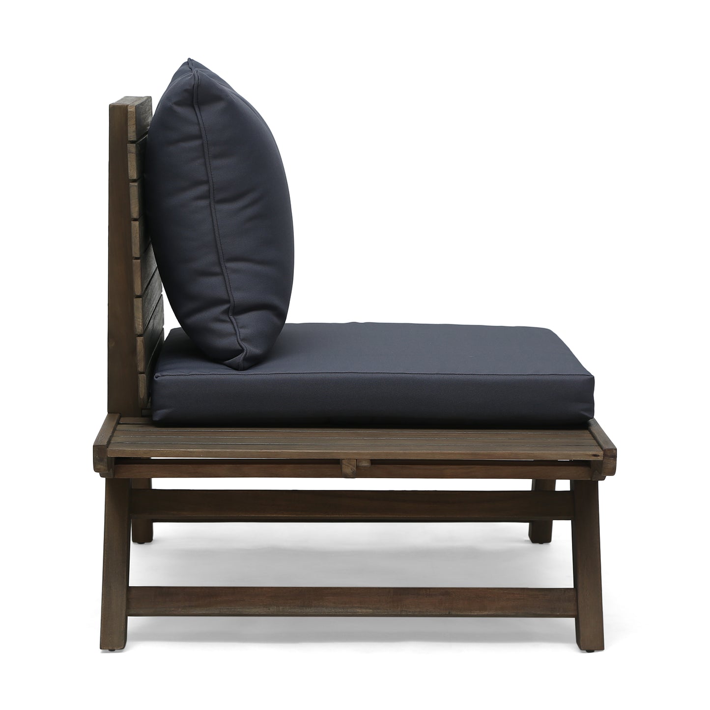 Wooden outdoor chair with dark grey cushion modern design