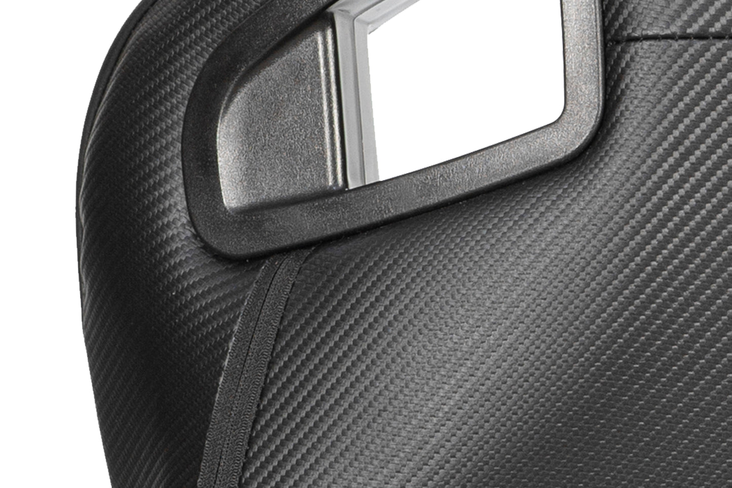 Black carbon fiber texture seat with polished metal accents