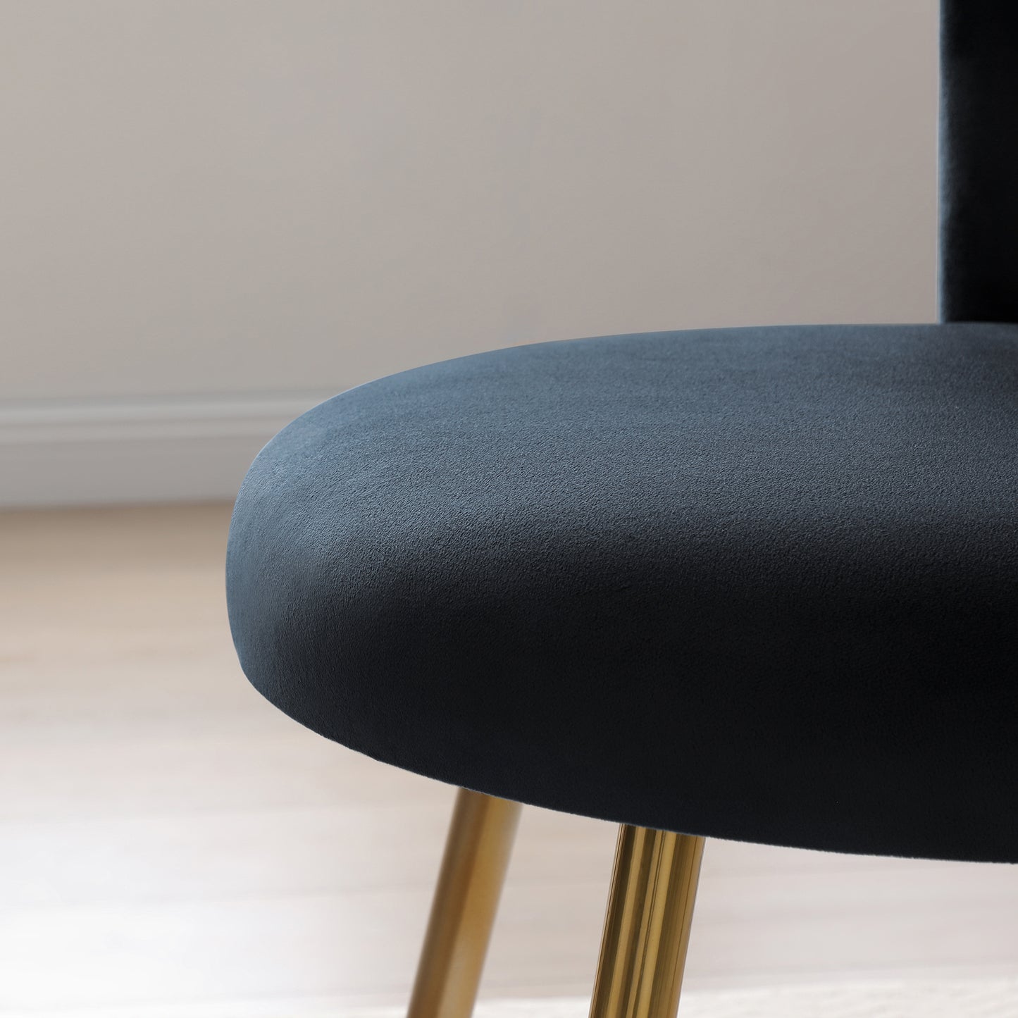 Black velvet dining chair seat with gold tapered legs modern design accent