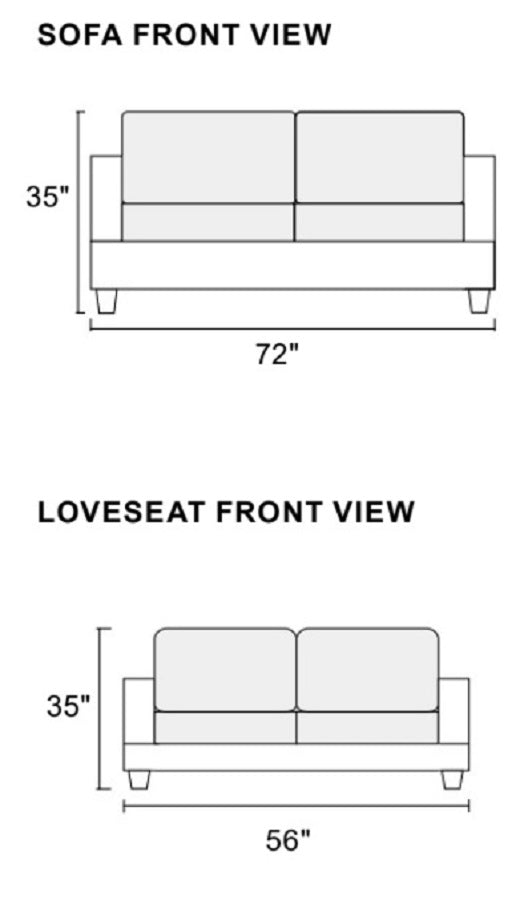 Diagram of a inch wide inch high seater sofa front view with dimensions