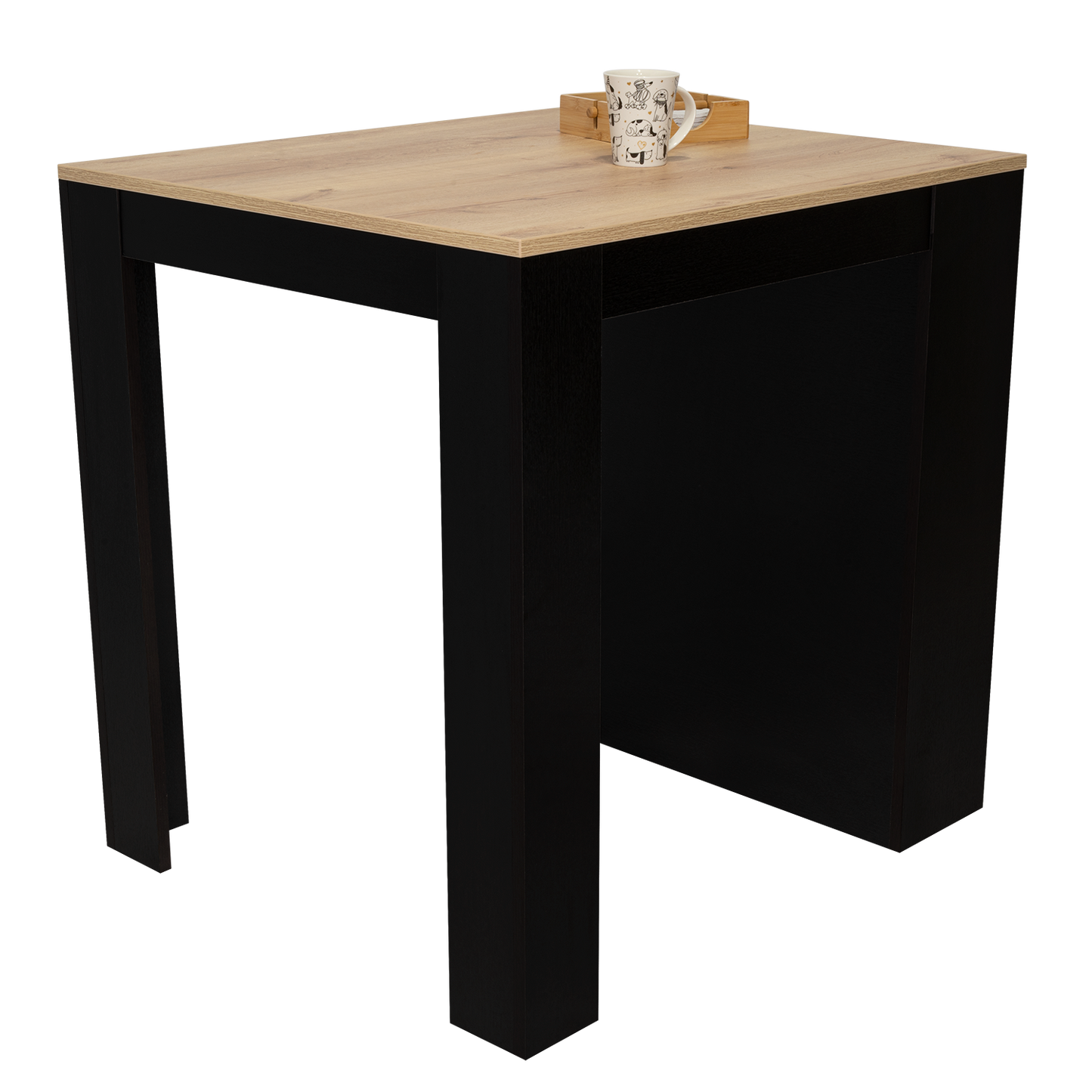 Modern black and wood grain counter height table