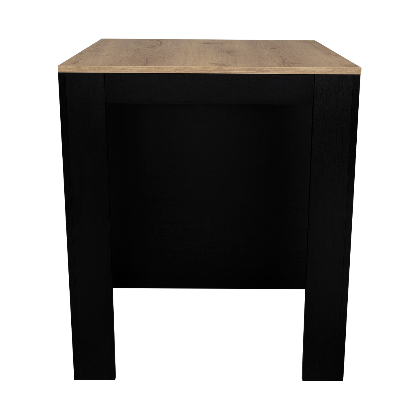 Modern black bedside table with natural oak top Contemporary bedroom accent piece