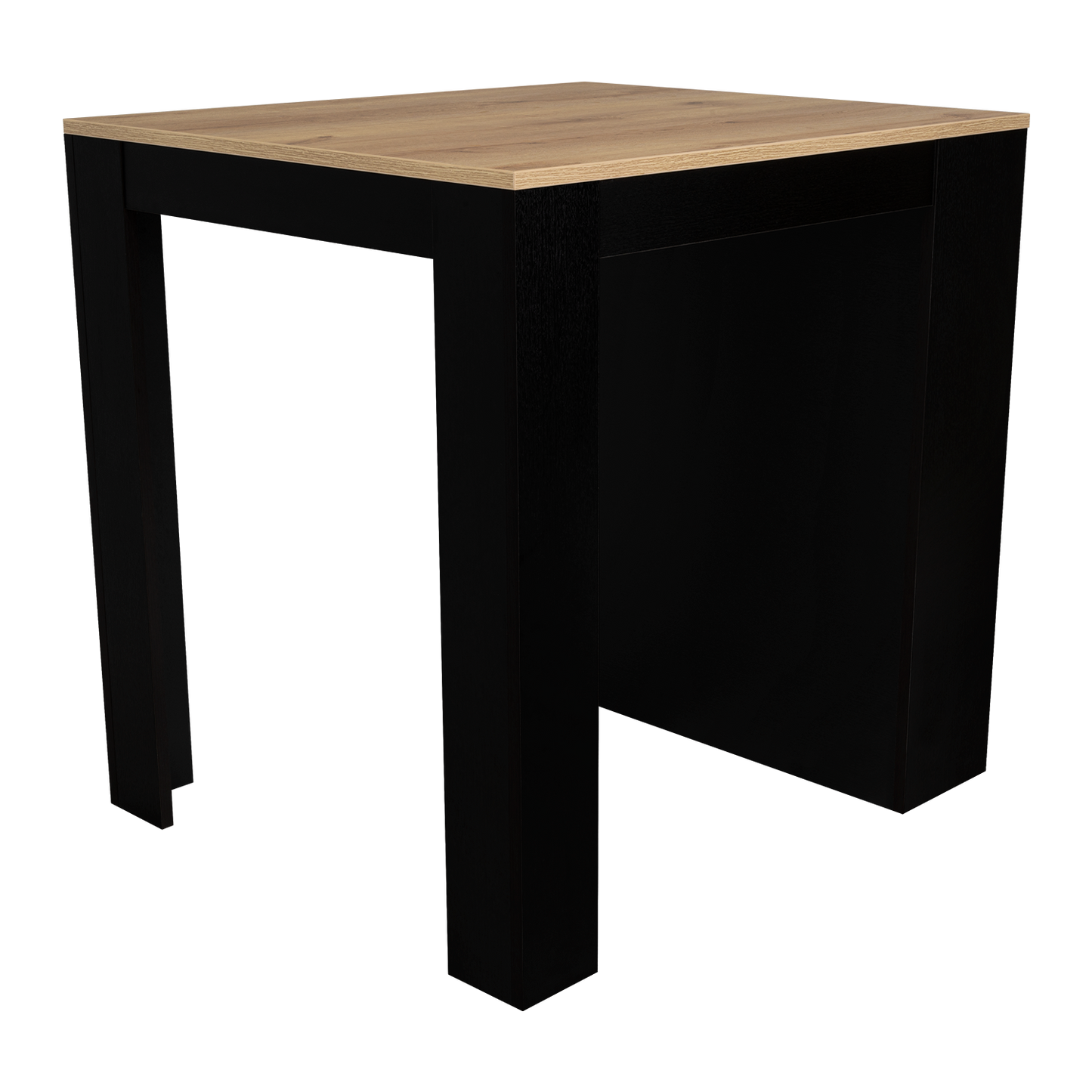Modern black side table with light oak wood top