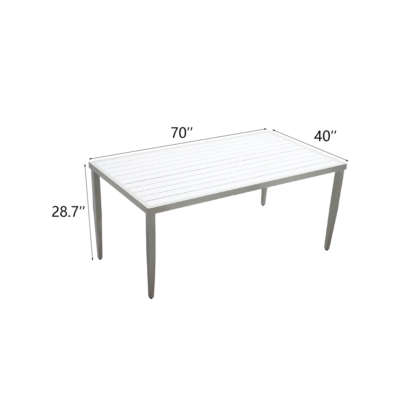 Modern white slatted dining table inches long perfect for outdoor gatherings