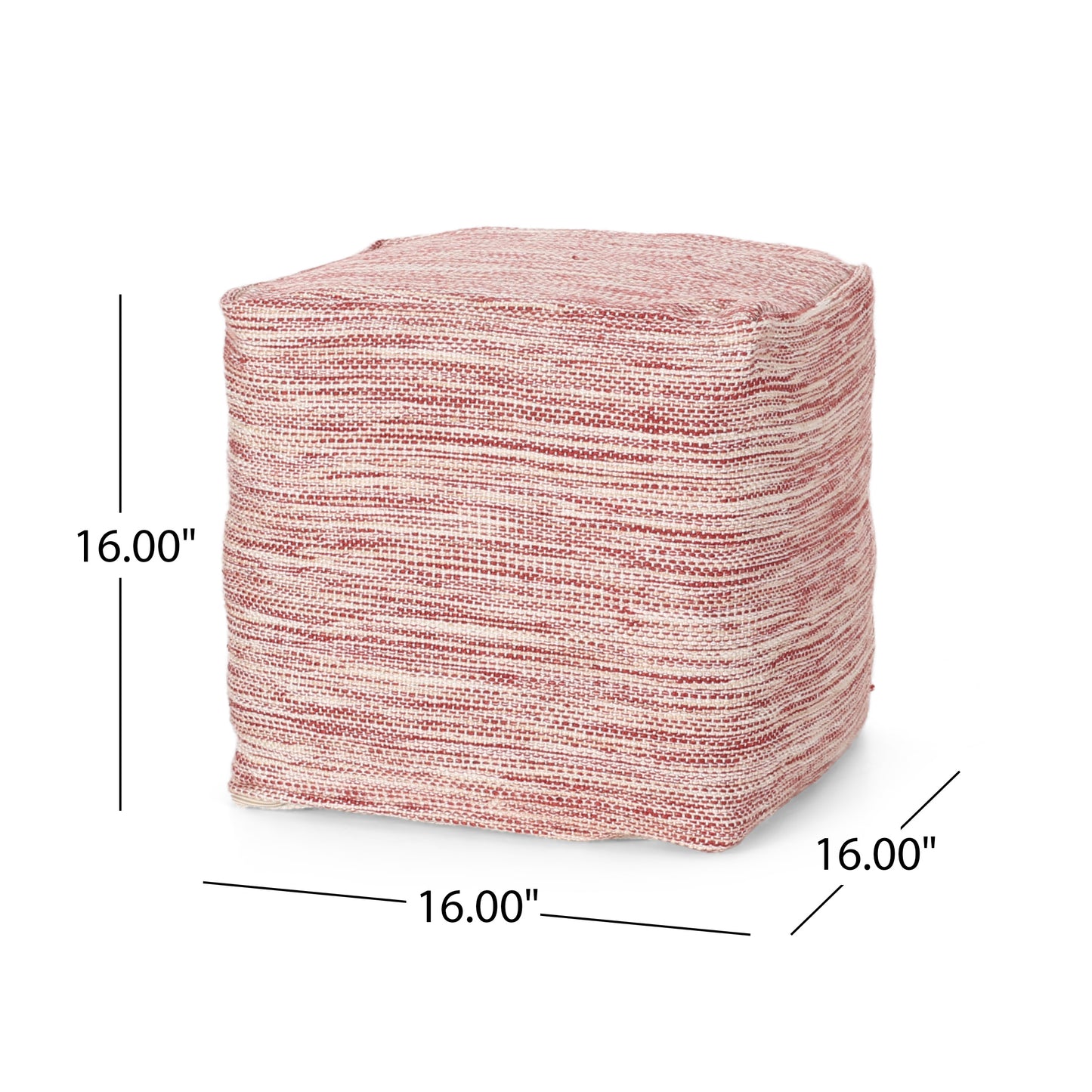 Square woven pouf in red and cream perfect accent for any room