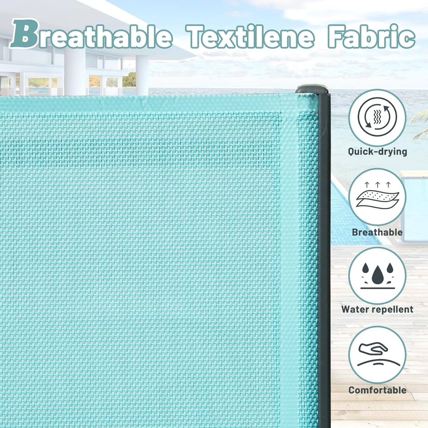 Aqua blue woven Textilene fabric with quickdrying properties