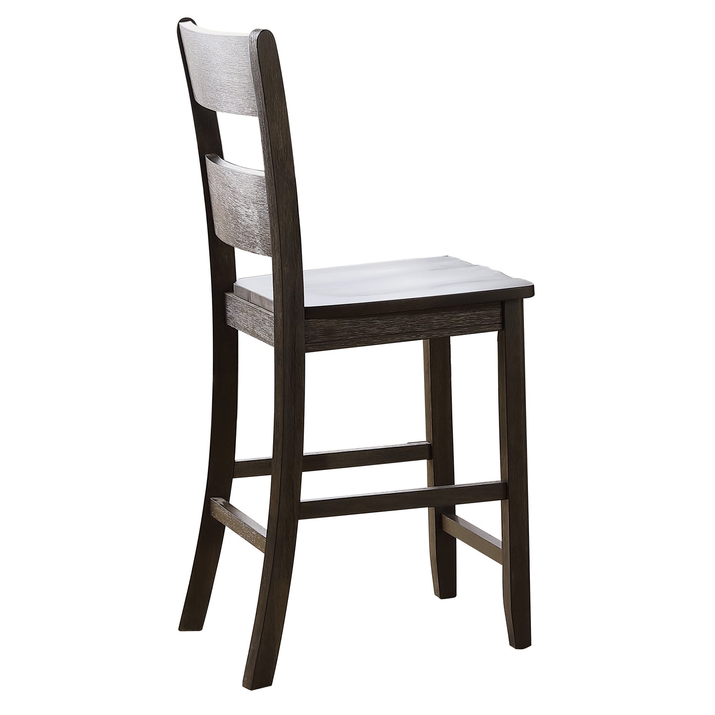 Dark wood counter height bar stool with horizontal back slats