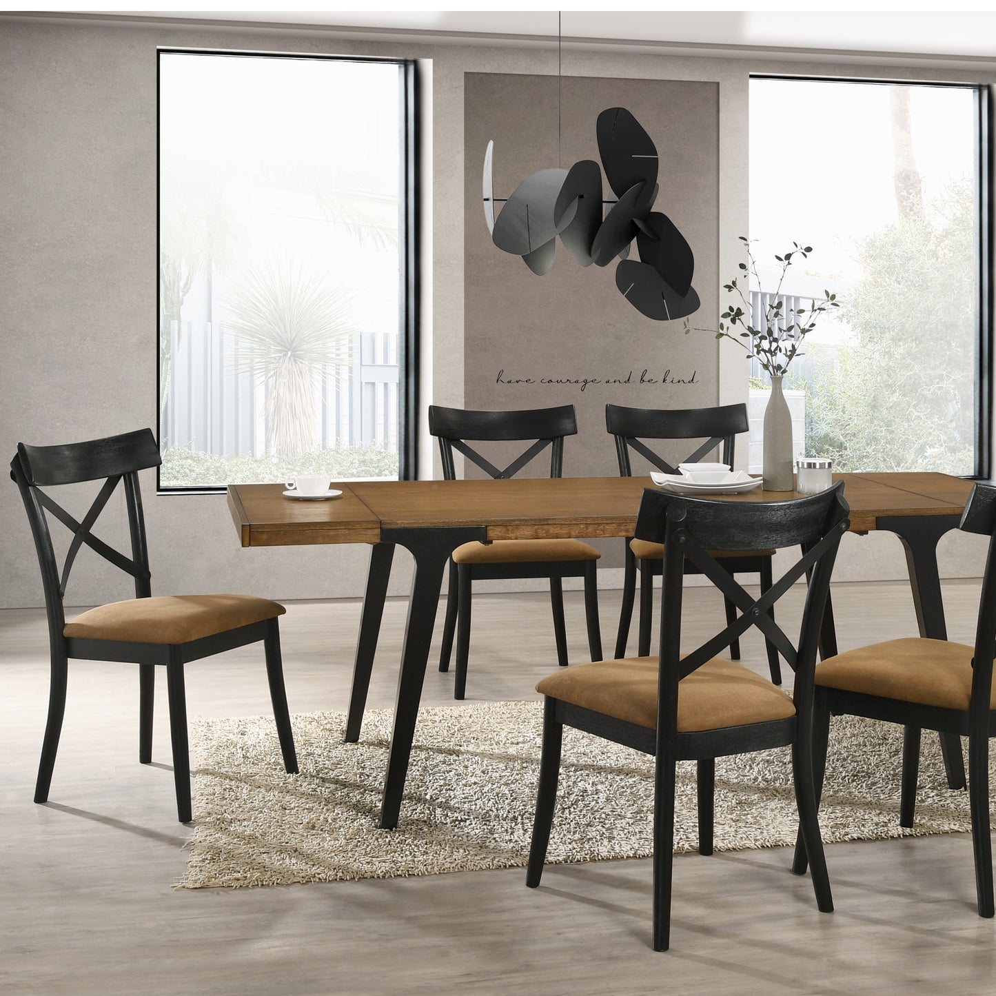 Black Xback dining chair with brown suede seat for sale