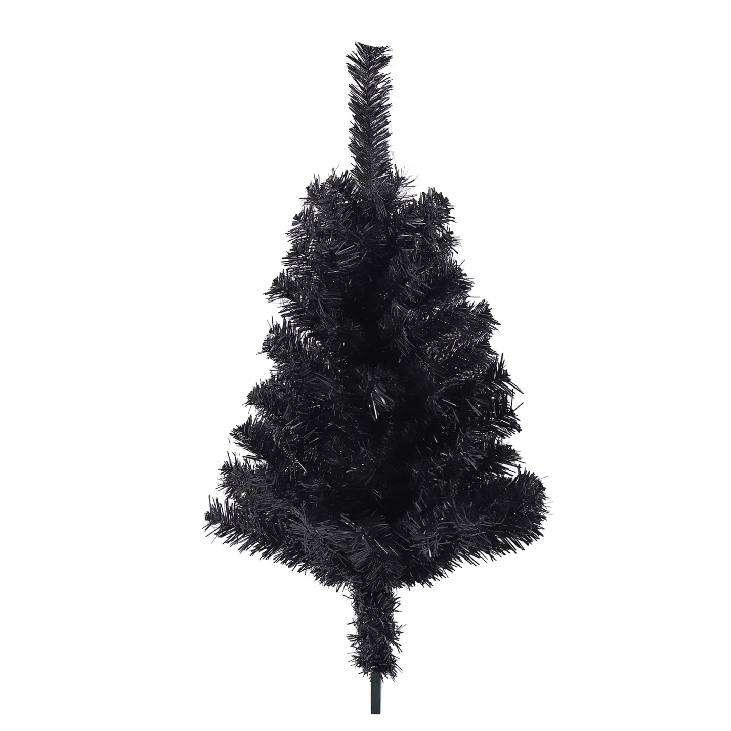 Black artificial Christmas tree with dense branches perfect for unique holiday decor
